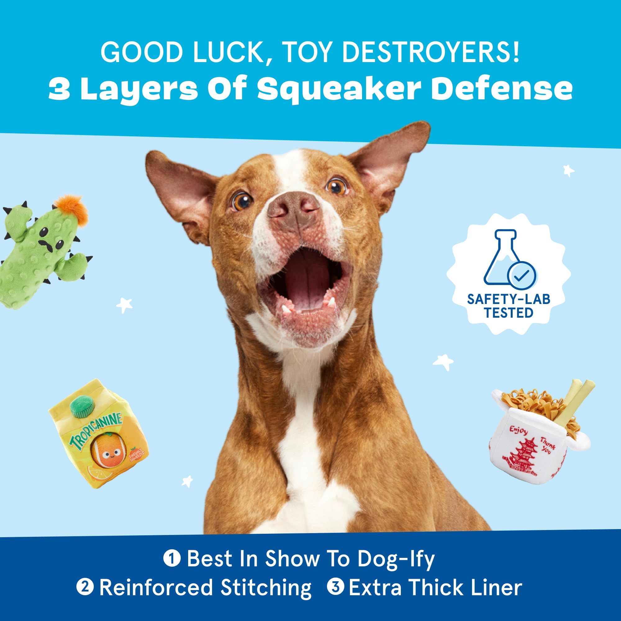 Barkbox Dog Toy 2 In 1 Interactive, Plush Exterior With Squeaker & Crinkle Material, Tearable Dog Toy With Squeaky Spikey Ball Inside, Ideal For Toy Destroyers - Go Bananas, Small