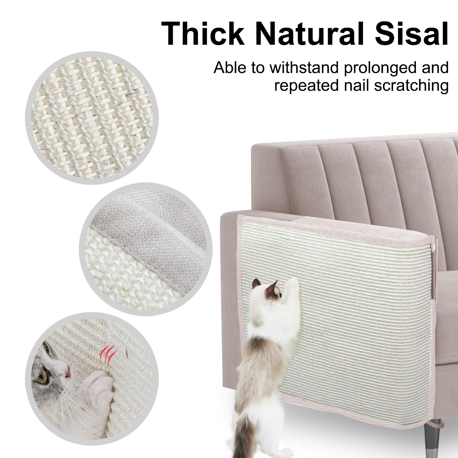 Cat Scratch Sofa Protector,27.6Lx19.6W Inch Cat Scratch Furniture Protector Pad,Cat Scratch Couch Arm Sheild With Natural Sisal