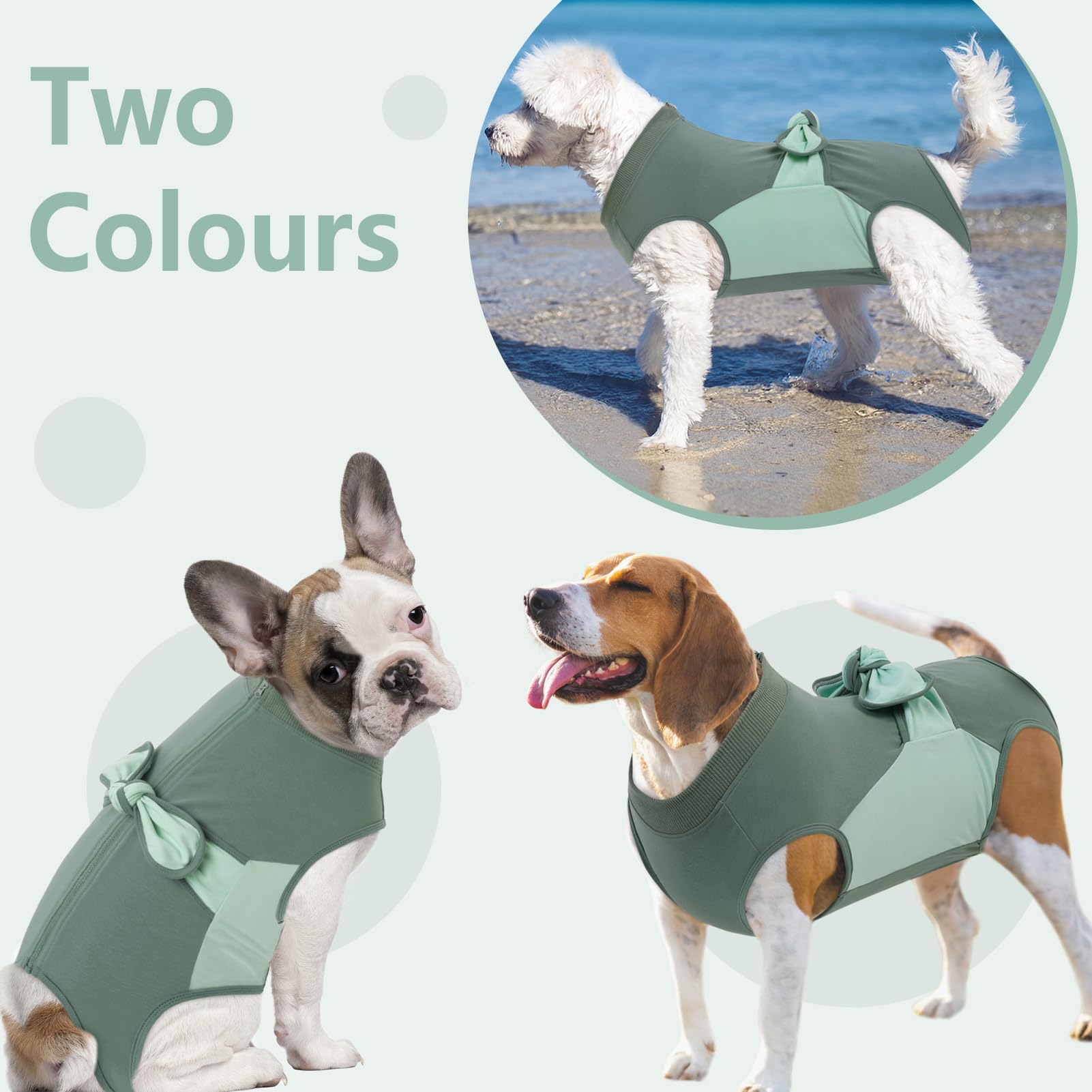 Sawmong Zipper Recovery Suit For Dogs, Cotton Dog Surgery Suit Female Spay Pet Male Breathable, Neuter Onesie Bodysuit Prevent L