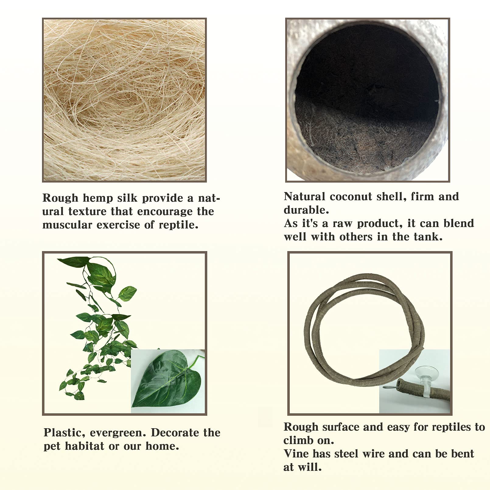 Tfwadmx Crested Gecko Coconut Hide,Leopard Gecko Coco Hut Hideout Cave With Ladder,Reptile Hanging Coconut Hut & Climbing Vine,Ideal Habitat Accessory For Hermit Crab, Snake,Lizard