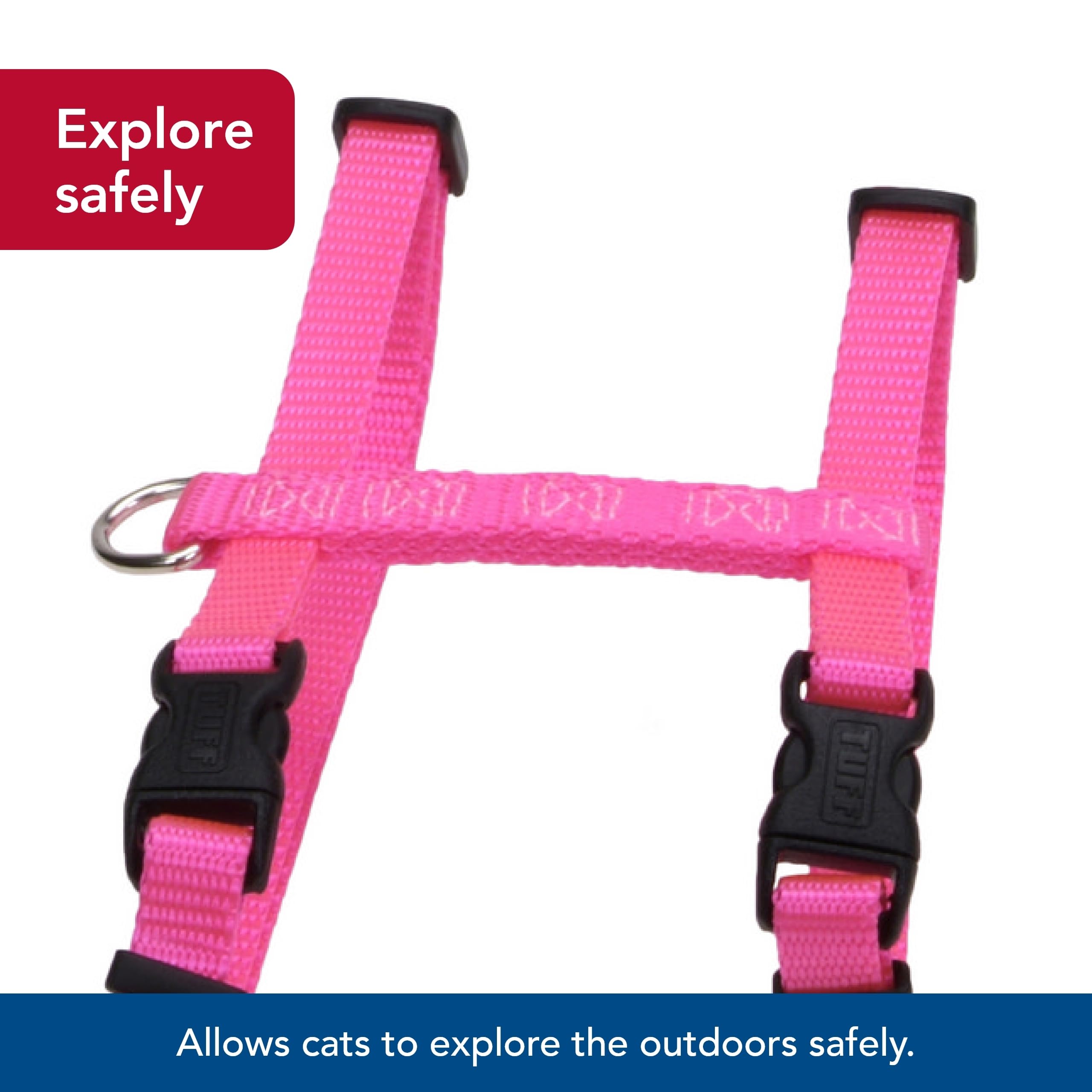 Coastal Pet Figure 'H' Adjustable Cat Harness - Outdoor Cat Supply - Comfortable For Cats - Secure Snap-Lock Buckles - Red, 3/8' X 10'-18'