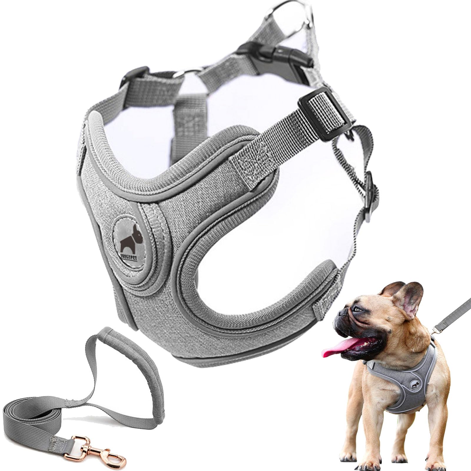 Dog Harness with Leash Set, Reflective Strips Adjustable Step in with Breathable Padded Vest Harness for Small Large Dogs Traini