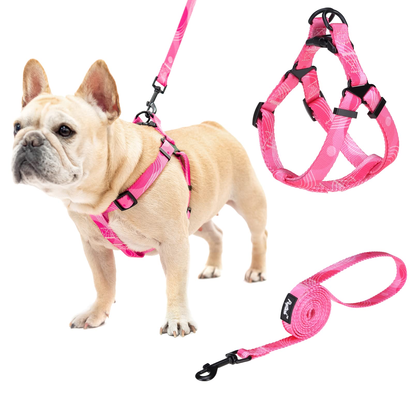 Pupteck Dog Harness And Leash Set No Pull Step In Soft Adjustable Pet Harnesses For Small Medium Dogs Outdoor Walking Training, Pink M