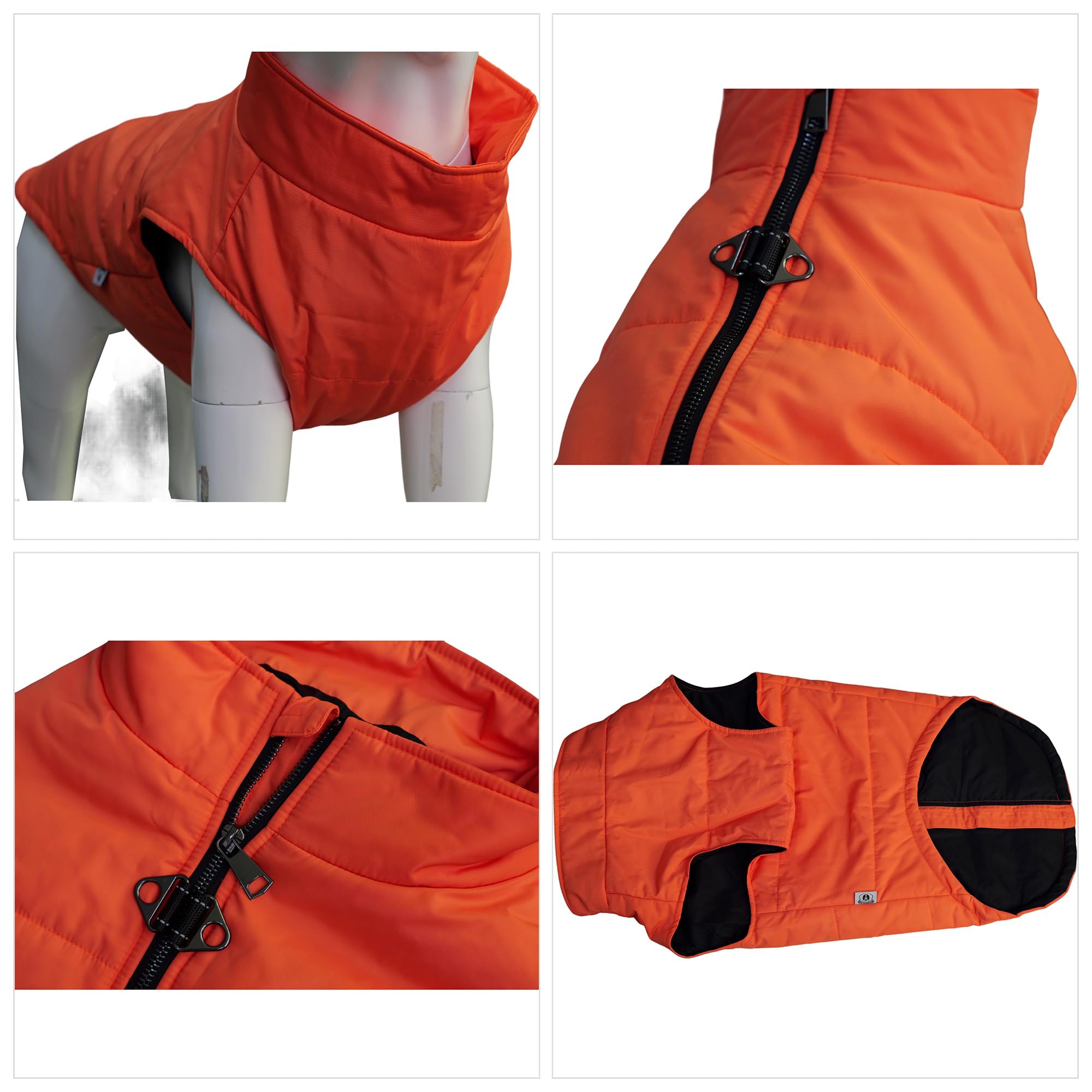 Dog Winter Vest With Cotton Lining, Waterproof Ultra Warm Dog Winter Coat Windproof Zippered Jacket Breathable Soft Dog Coat For Small Medium Large Dogs Orange S