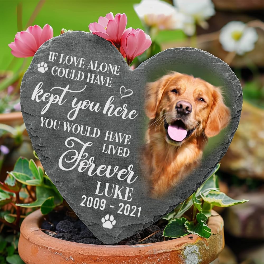 Famitrendz Personalized Memorial Gifts For Pet Loss, Custom Photo Pet Memorial Stone, Gifts For Cat & Dog Lovers