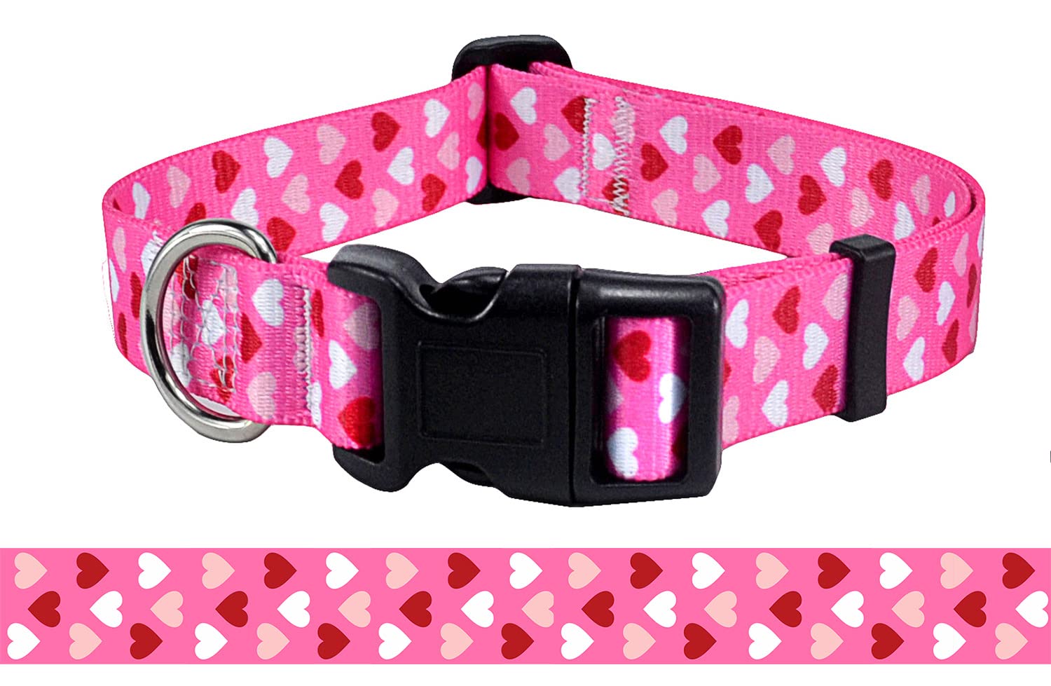 Mihqy Valentine'S Day Dog Collar - Adjustable Heart Dog Collar - Love Theme - Perfect For Small Medium Large Dogs(Pink Heart,M)