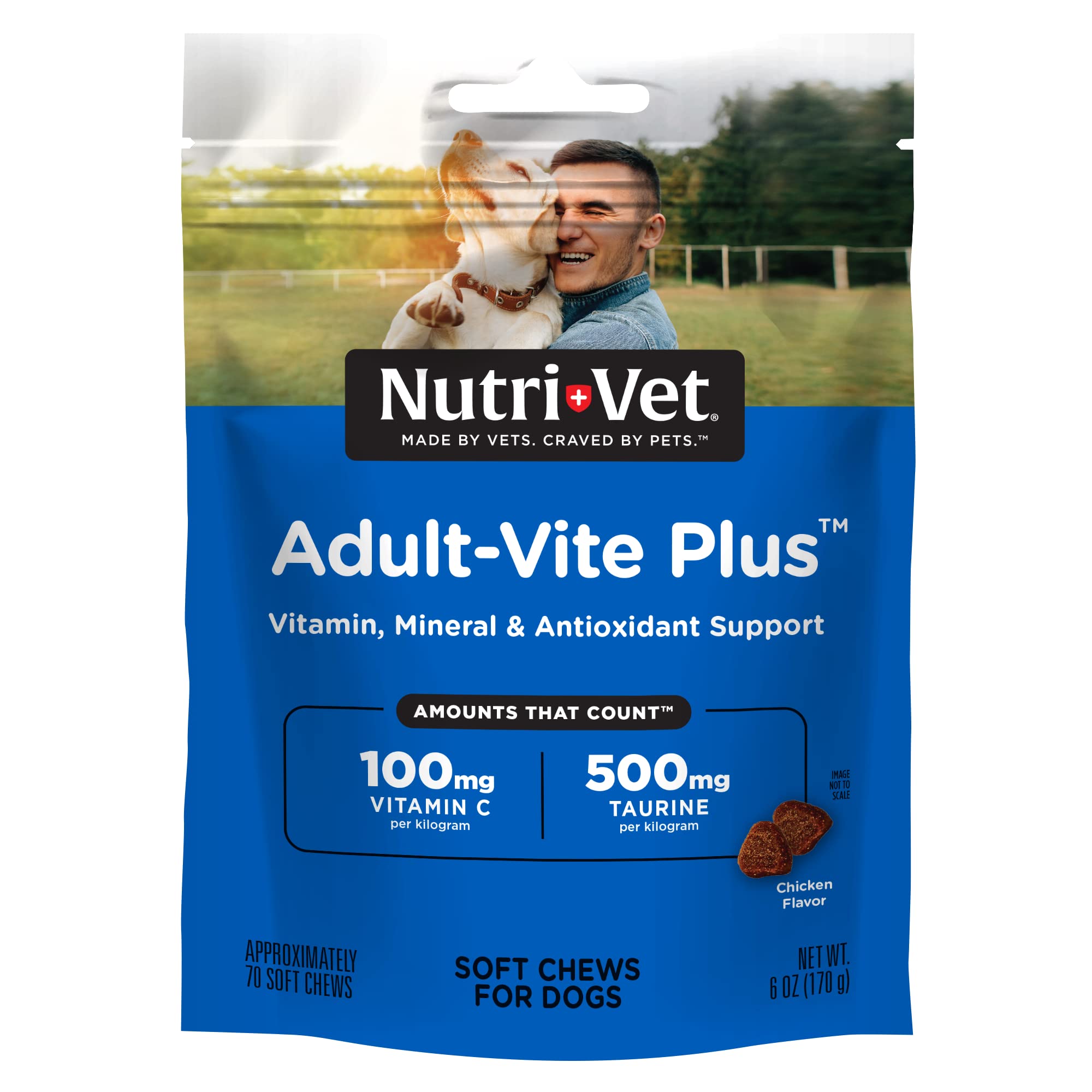 Nutri-Vet Adult-Vite Plus Soft Chews for Dogs - Formulated with Vitamins and Minerals - Supports Everyday Health - 70 Count - 6 