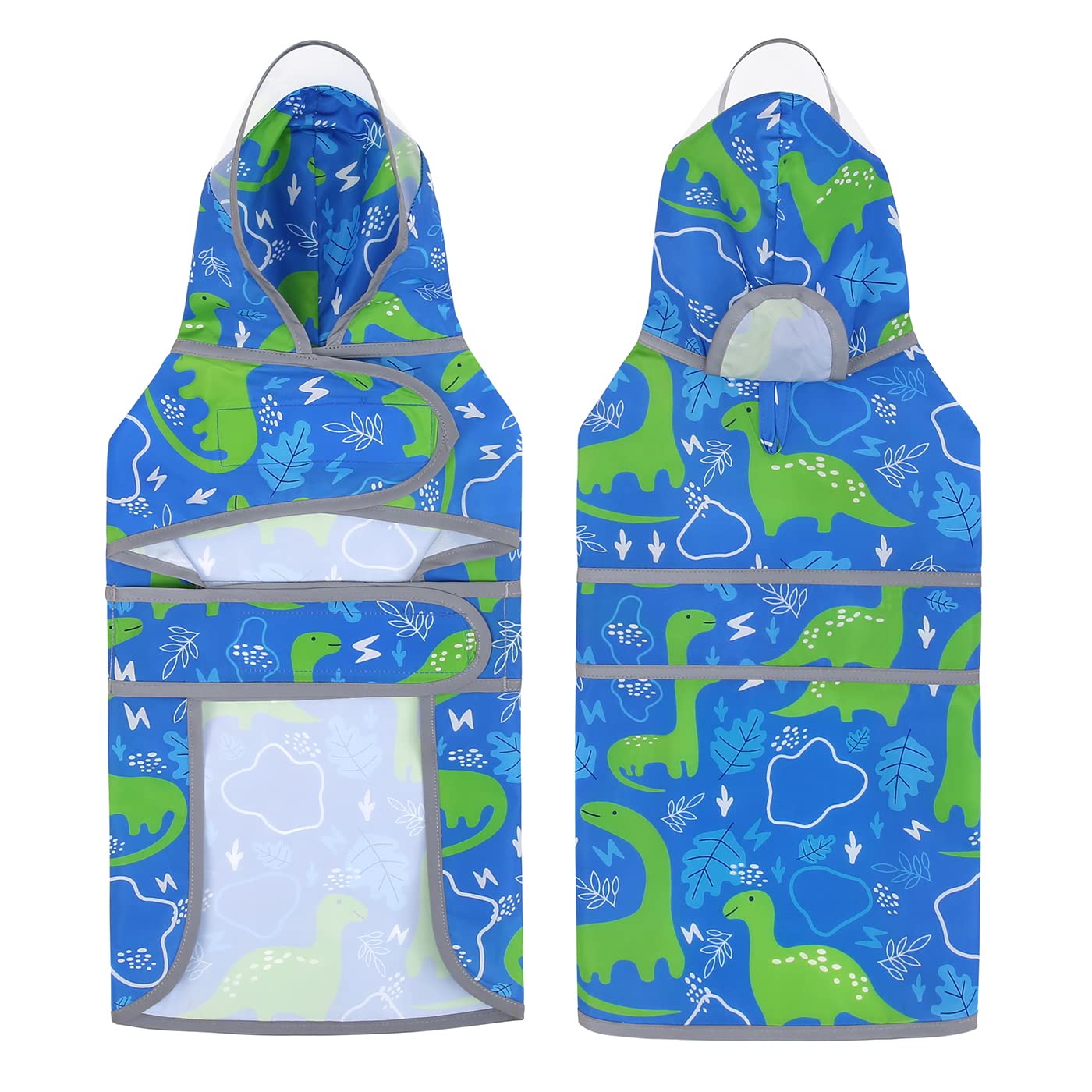 Hde Dog Raincoat With Clear Hood Rain Jacket Poncho For Small Medium Large Dogs Dinosaurs - Xl