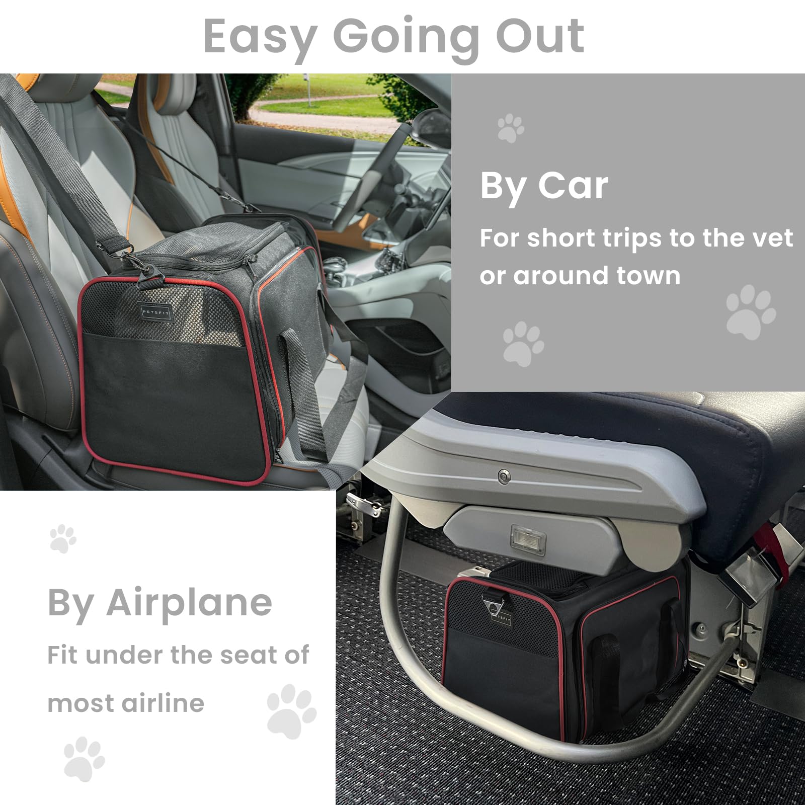 Petsfit Expandable Cat Carrier Large For 2 Cats, Soft-Sided Pet Carrier, 19X12X12 Inches, 2 Extensions For Adding Comfort, Fit F