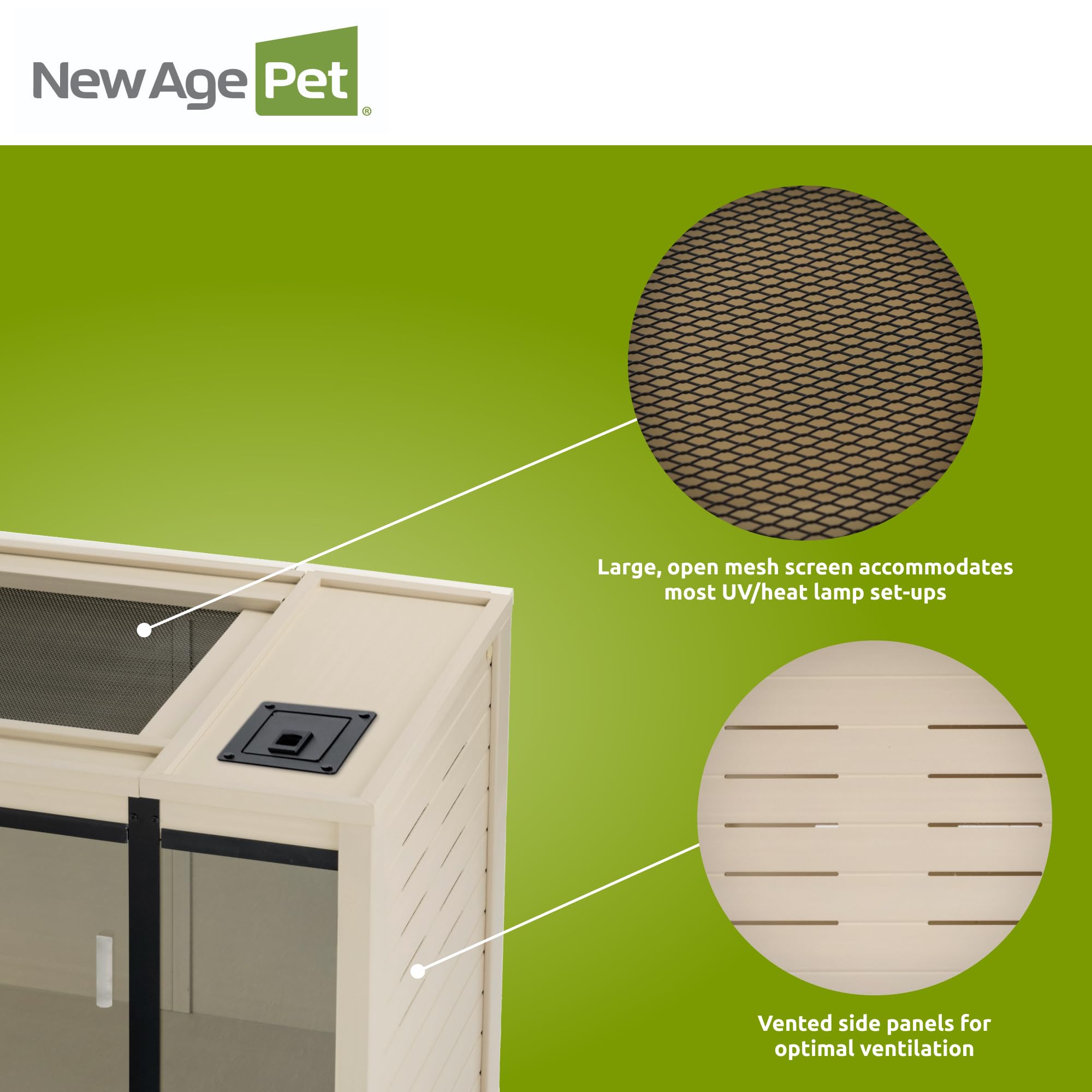 New Age Pet ECOFLEX 60-Inch Mojave Reptile Lounge in Maple- Durable, Moisture-Resistant Wood Plastic Composite Habitat with Vent