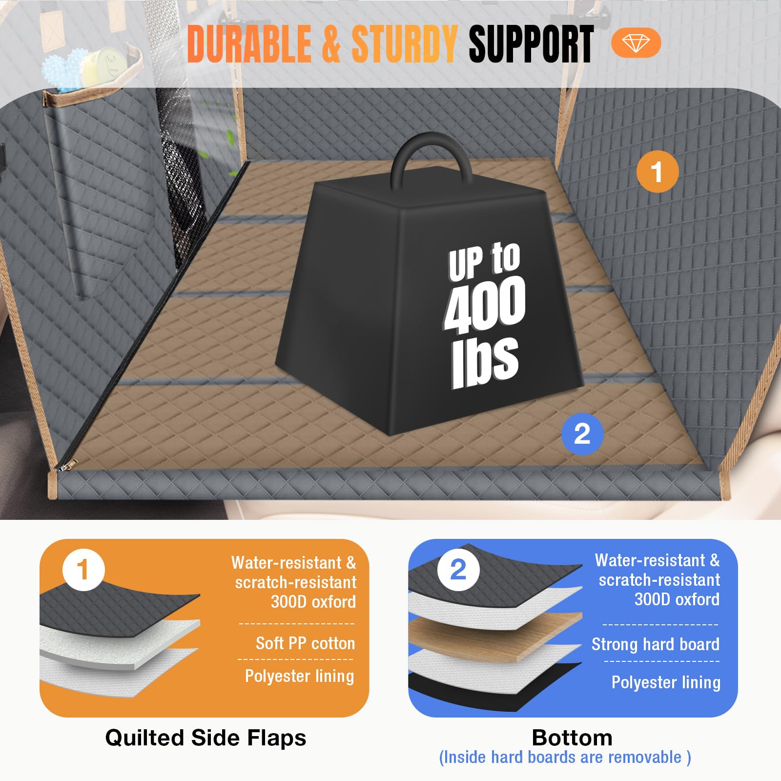 Lekespring Dog Car Seat Cover For Back Seat, Gray, Universal Fit, Polyester, Car, Truck, Suv, Van, Automotive Pet Seat Cover Com