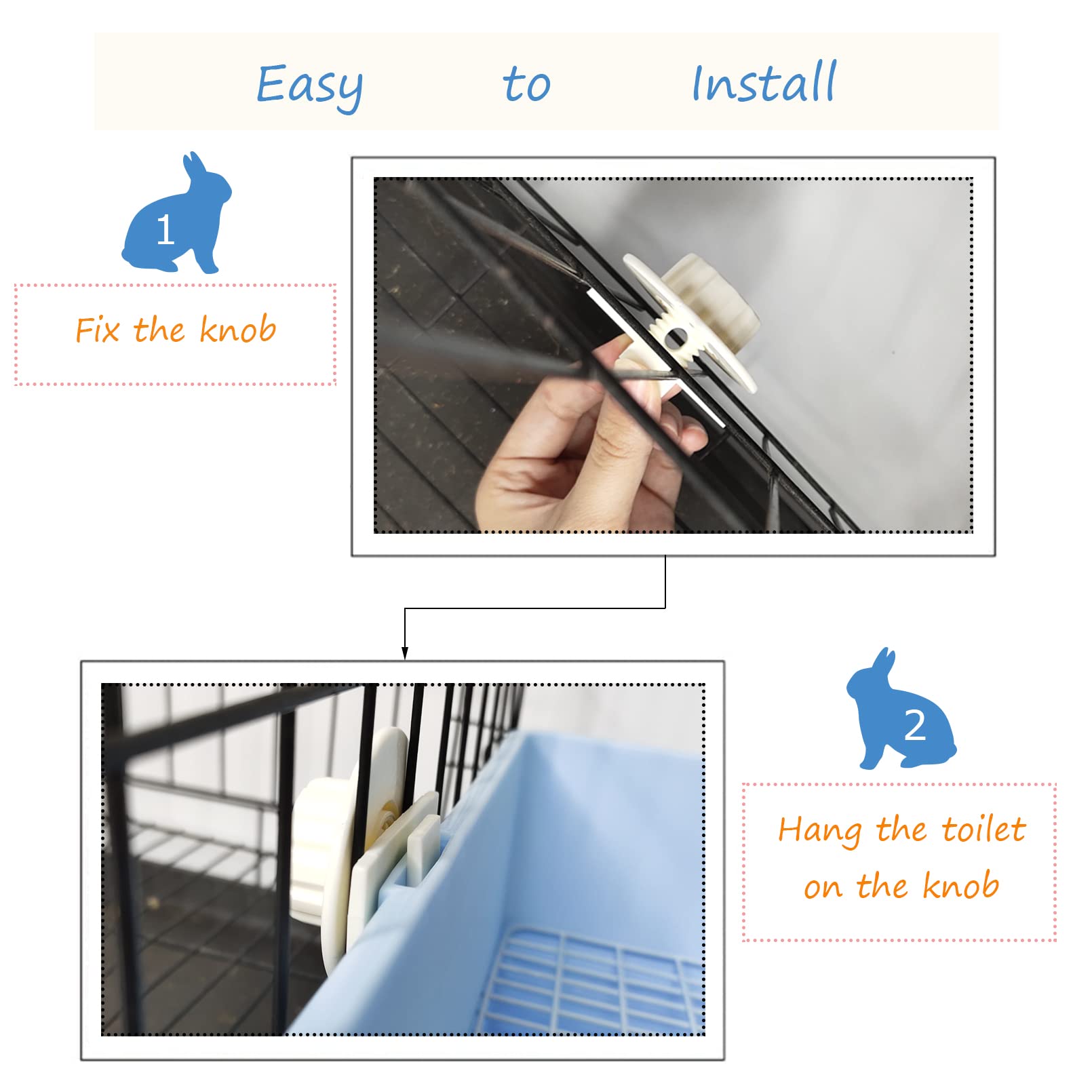 Pinvnby Extra Large Corner Litter Box For Rabbits, Guinea Pigs, Ferrets | 18.3' Fan-Shaped Potty Trainer With Anti-Spill Guard, Durable Plastic & Cage Clips | Easy-Clean Small Animal Toilet Pan (Blue)