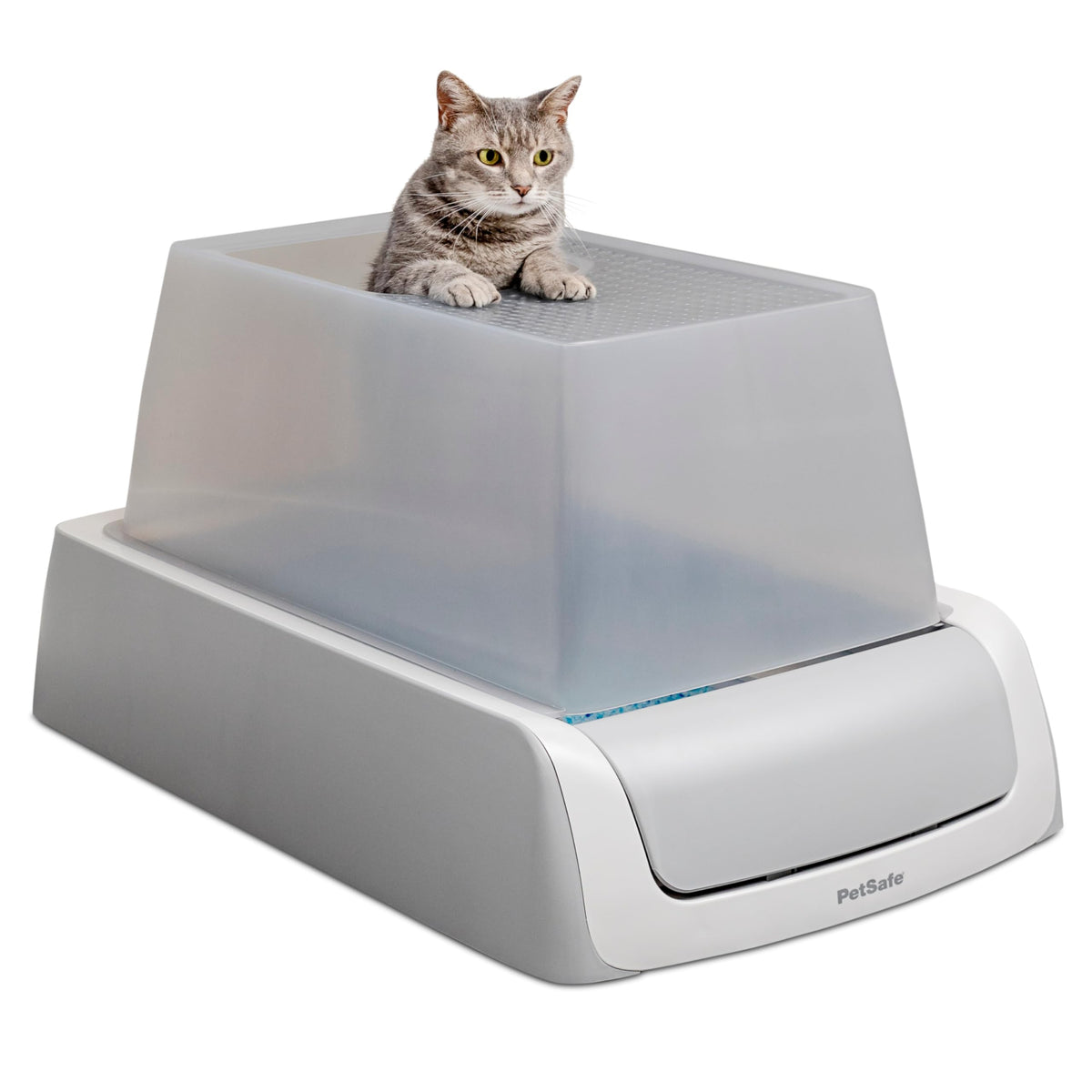 Petsafe Scoopfree Crystal Pro Self Cleaning Litter Box (19.1X17.6X27.6 Inch), Electric Litter Box For Cats, Automatic Waste Removal, Top-Entry Hooded Cover, Self Scooping Litter Box (Grey)
