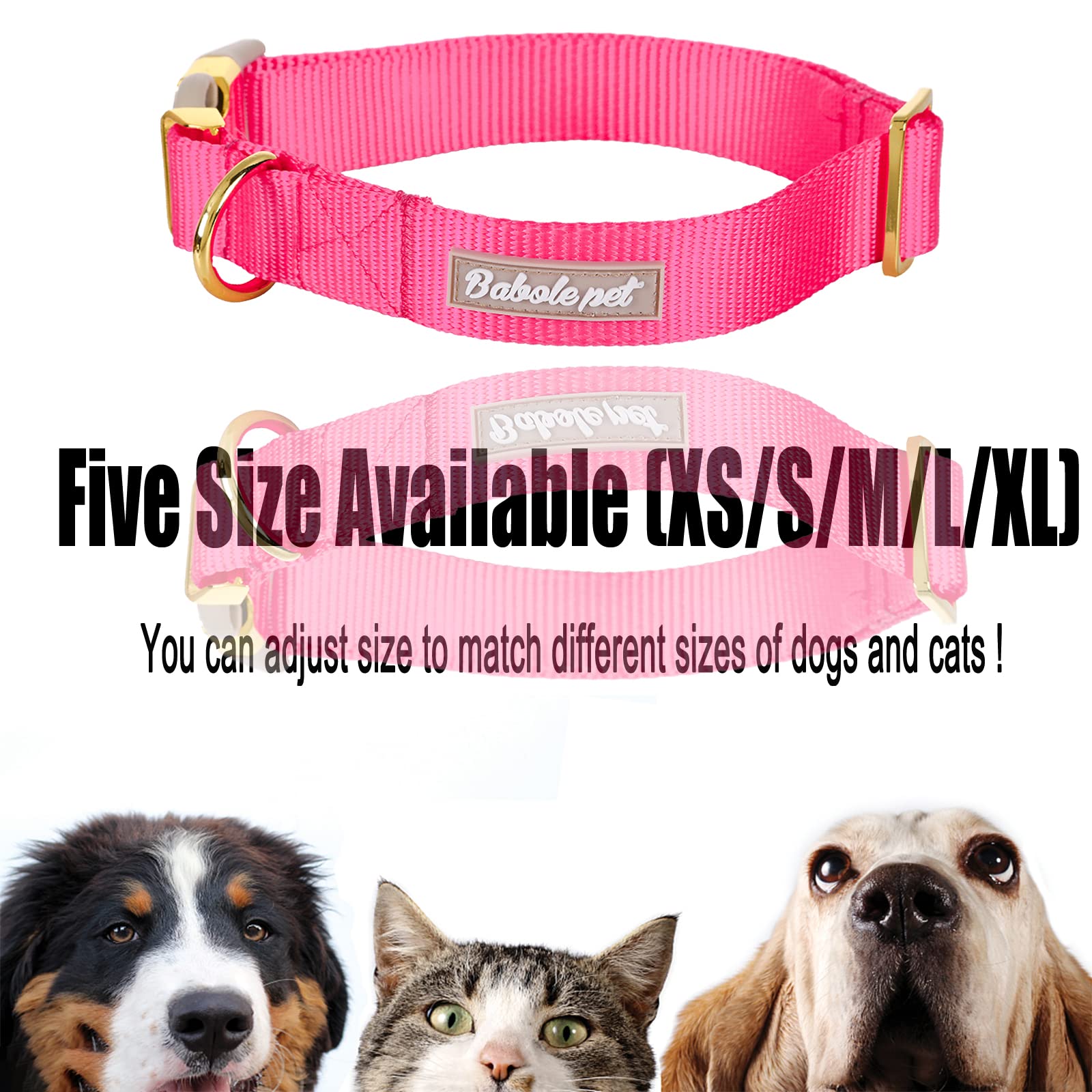 Babole Nylon Dog Collars Red For Small Puppy Dog,13 Colors,Adjustable Soft Comfortable Pet Collars With Safety Metal Buckle For Medium Large Boy&Girl&Female Dog(Rose Red,S)