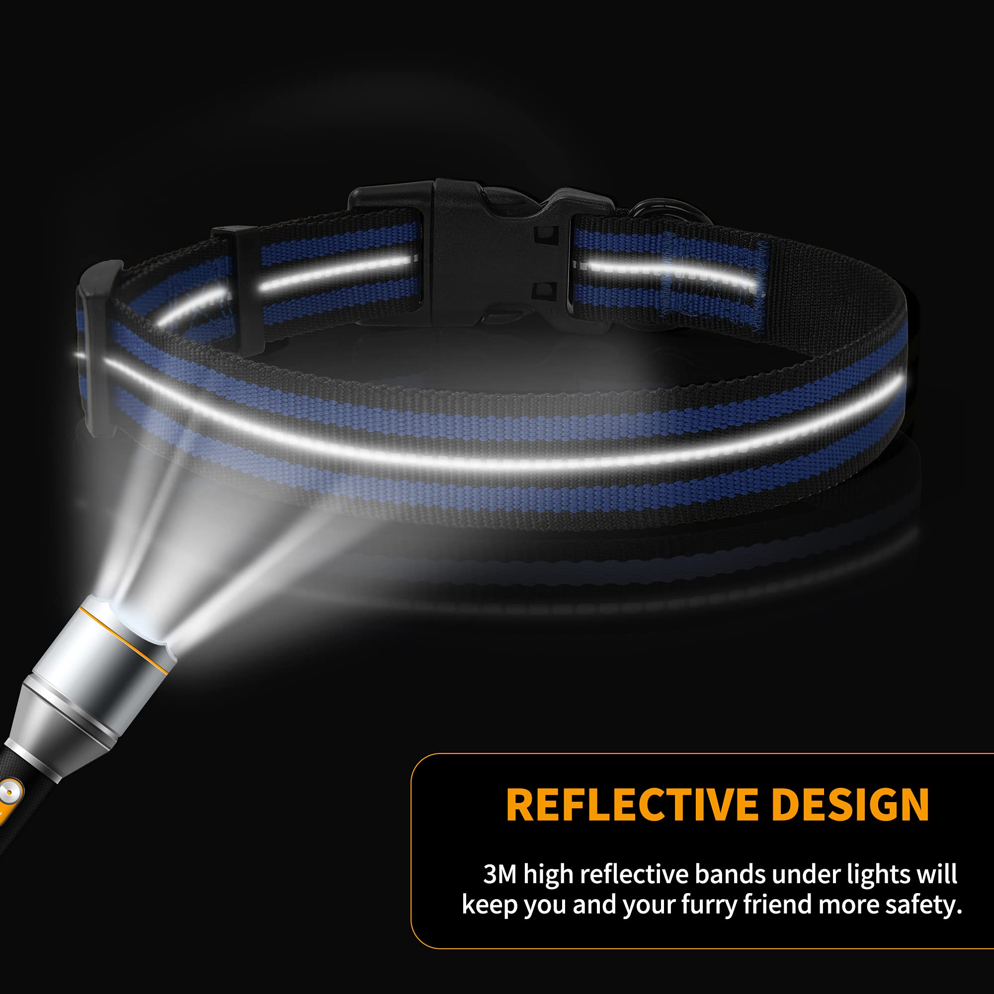 Mile High Life Reflective Dog Collar | Nylon Pet Collars Wiith Buckle | Light Weight Puppy Collars | Blue Dog Collars For Medium