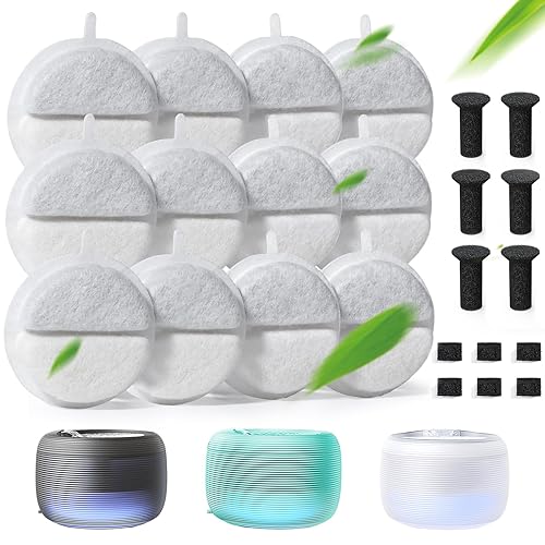Feelneedy 12 Pack Cat Water Fountain Filter & 6 Pack Pump Sponges & 6 Pack Sound-Absorbing Sponges, Pet Water Fountain Filter For 84 Fl Oz/2.5L Cat Water Fountain (F-016B)