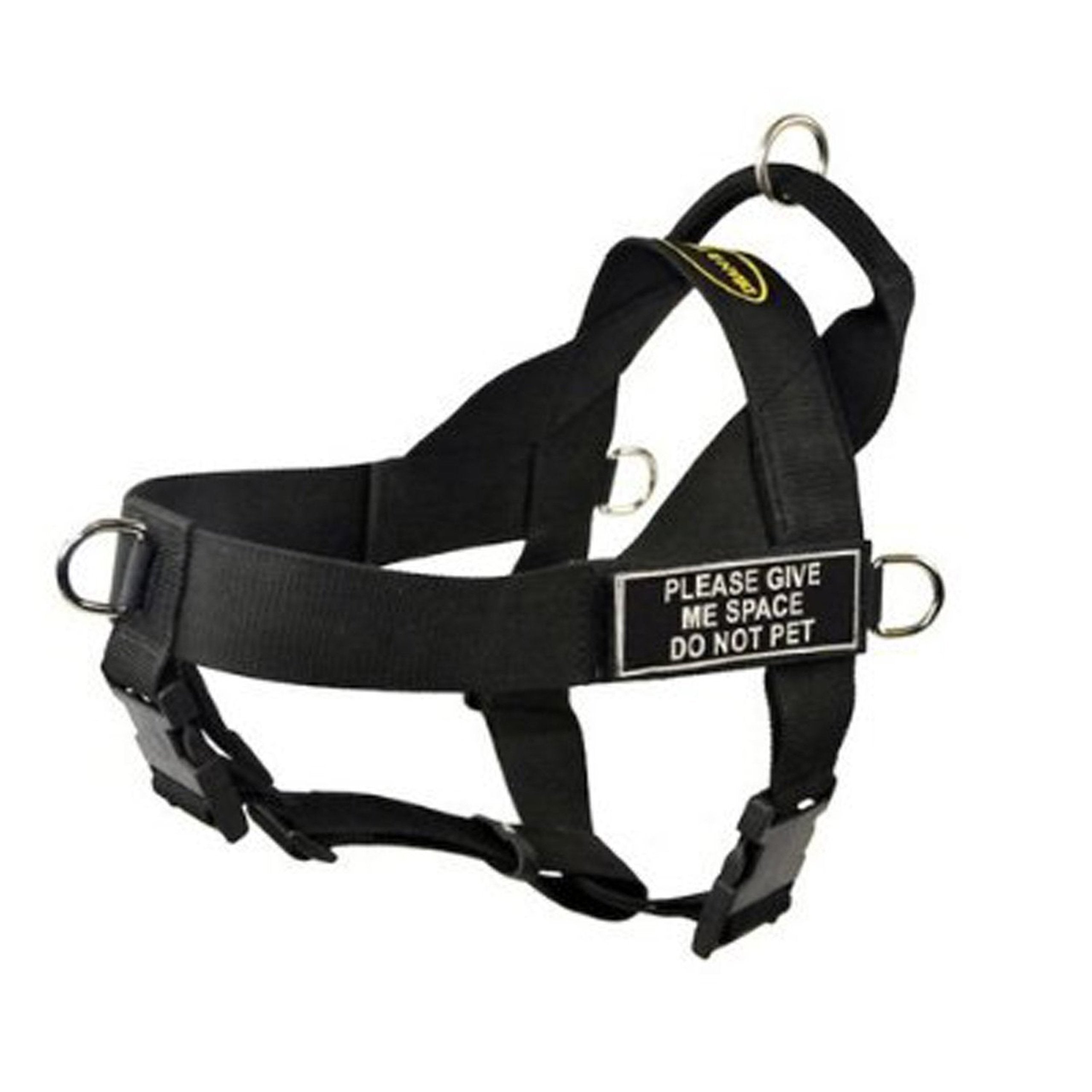 DT Universal No Pull Dog Harness, Please Give Me Space Do Not Pet, Black, Medium, Fits Girth Size: 26-Inch to 32-Inch