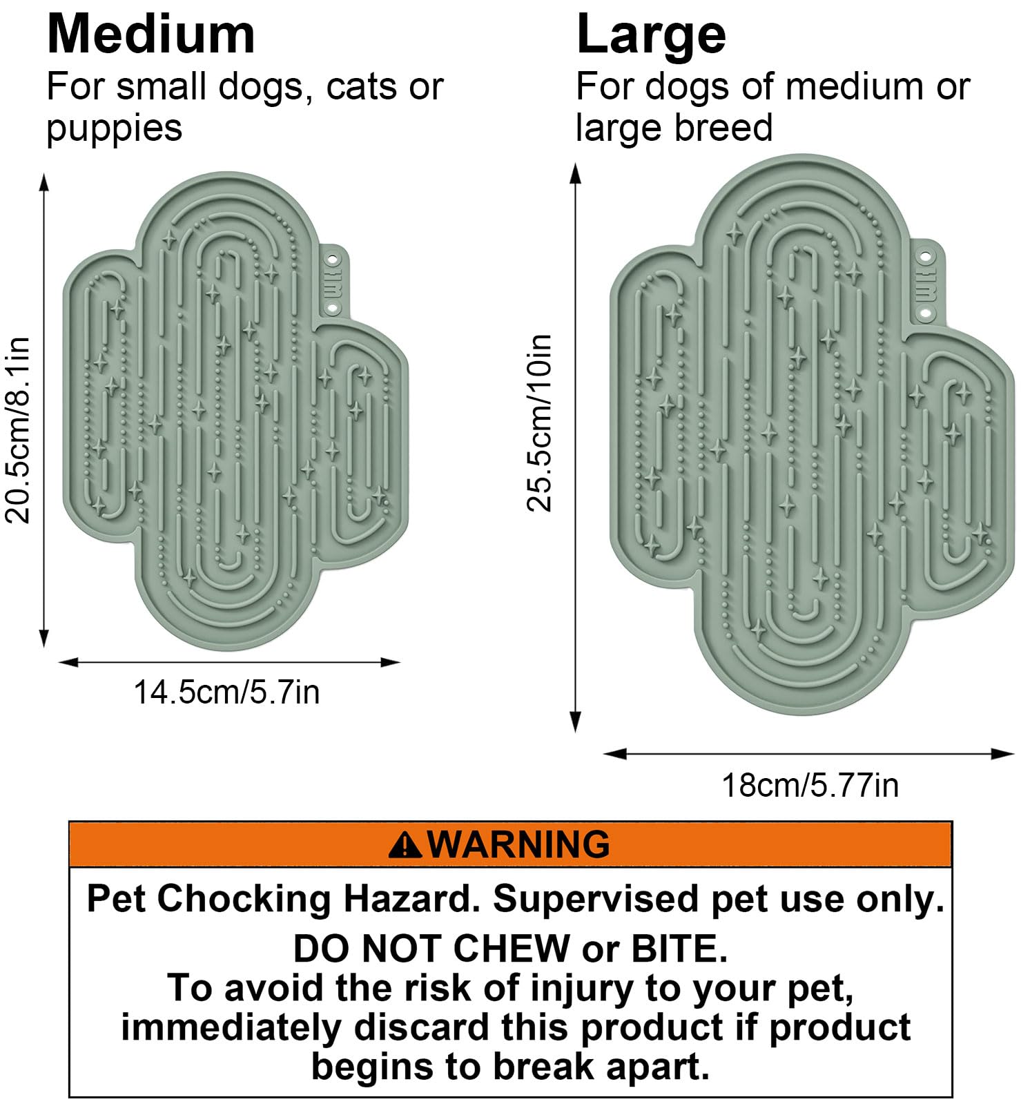 Ohmo Lick Mat For Dogs And Cats Large(2 Pack) Cactus Design Easy To Clean Pet Slow Feeder With Suction Cups, For Anxiety Relief