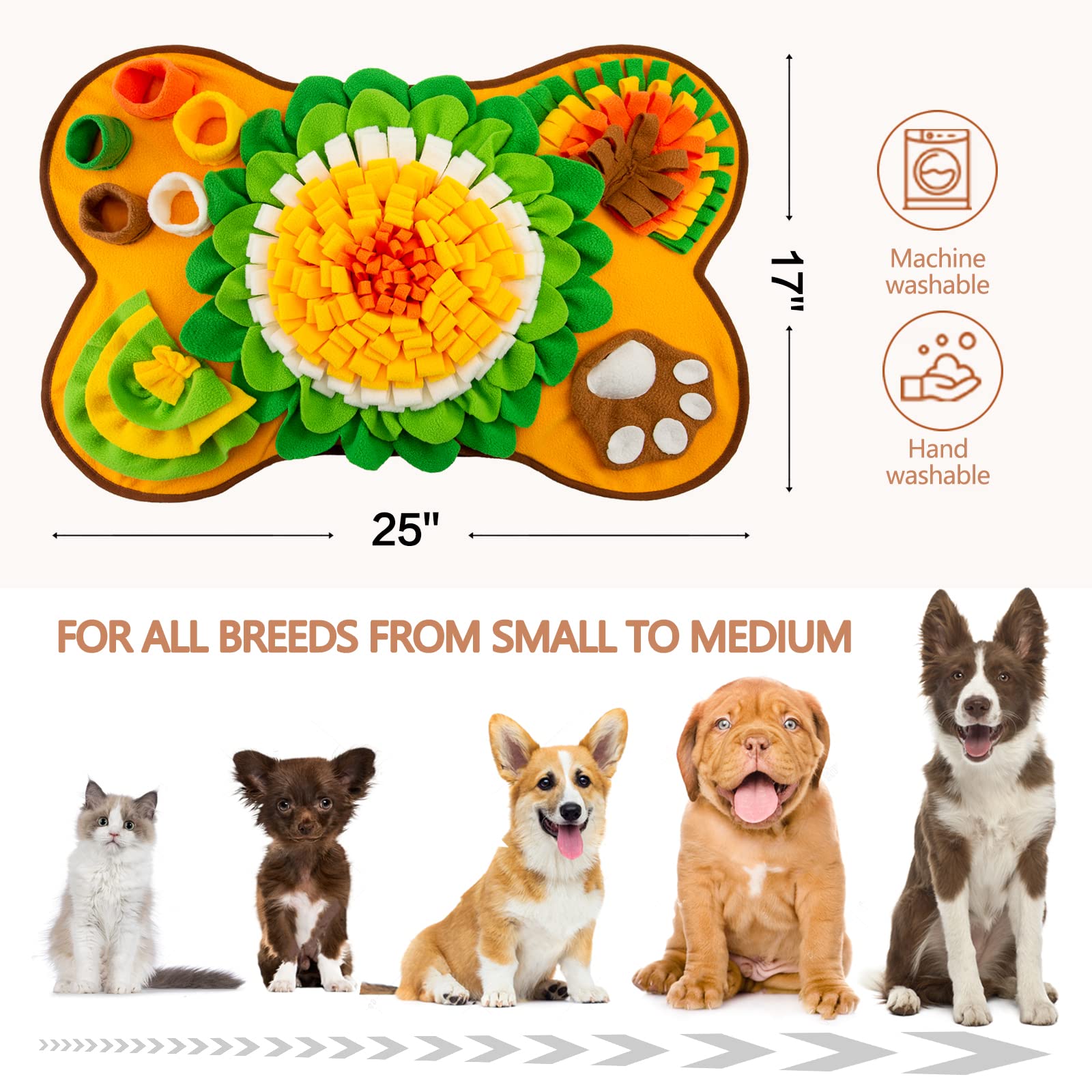 Snuffle Mat for Dogs, Pet Snuffle Mat for Small and Medium Dogs, Interactive Sniff Mat Feeding Mat for Puppies, Slow Feeder Dog