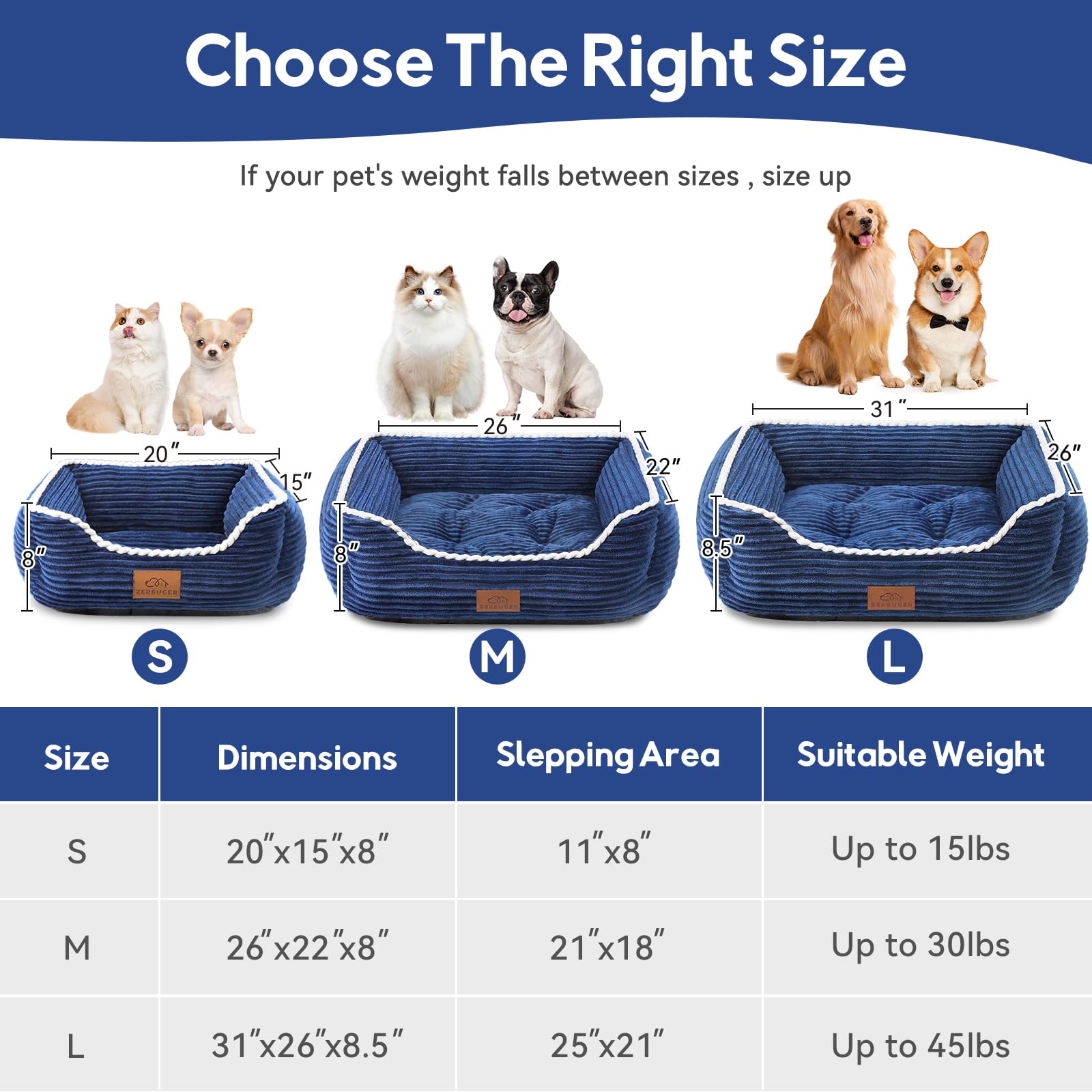 Zerbuger Orthopedic Dog Bed For Large Dogs,Dog Sofa Beds Supportive Foam Pet Couch Bed With Removable Washable Mat And Nonskid B