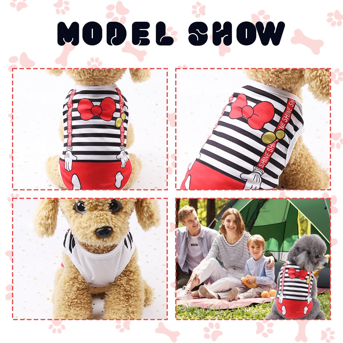 Vavious Girl Dog Clothes Dog Cooling Vest For Summer Breathable Mesh Cat Outfit Pet Red Bow Stripe Print Pullover Sleeveless Sof