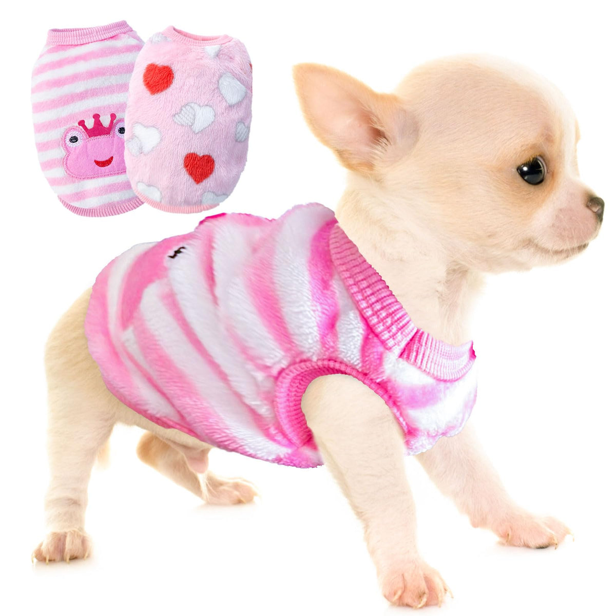2-Piece Teacup Dog Clothes - X-Small Frog Sweater For Chihuahua & Puppy - Warm Winter Clothes