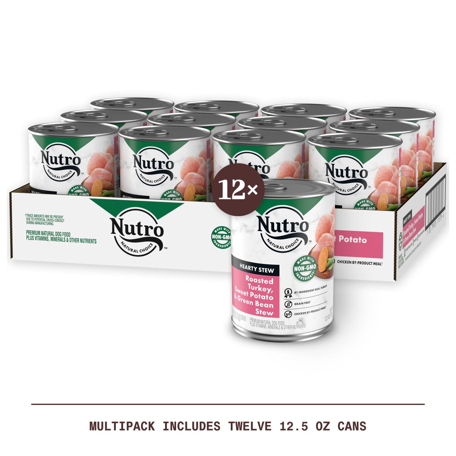 Nutro Hearty Stew Cuts in Gravy Adult Wet Dog Food Turkey Recipe, 12.5 oz Cans (12 Count, Pack of 1)