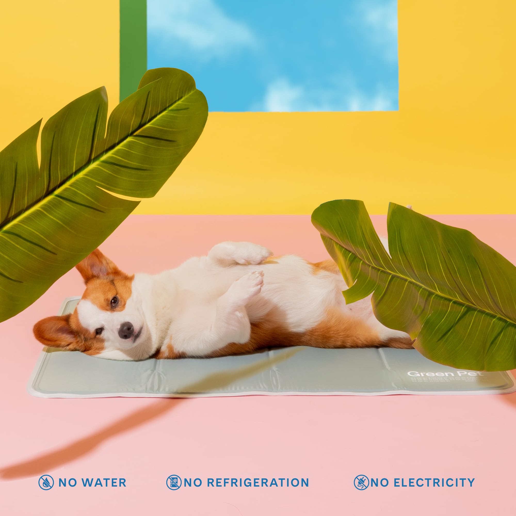 The Green Pet Shop Cool Pet Pad - Extra Large, Sage Grey - Self-Cooling, Pressure Activated Mat For Dogs & Cats From 80+ Lbs - N