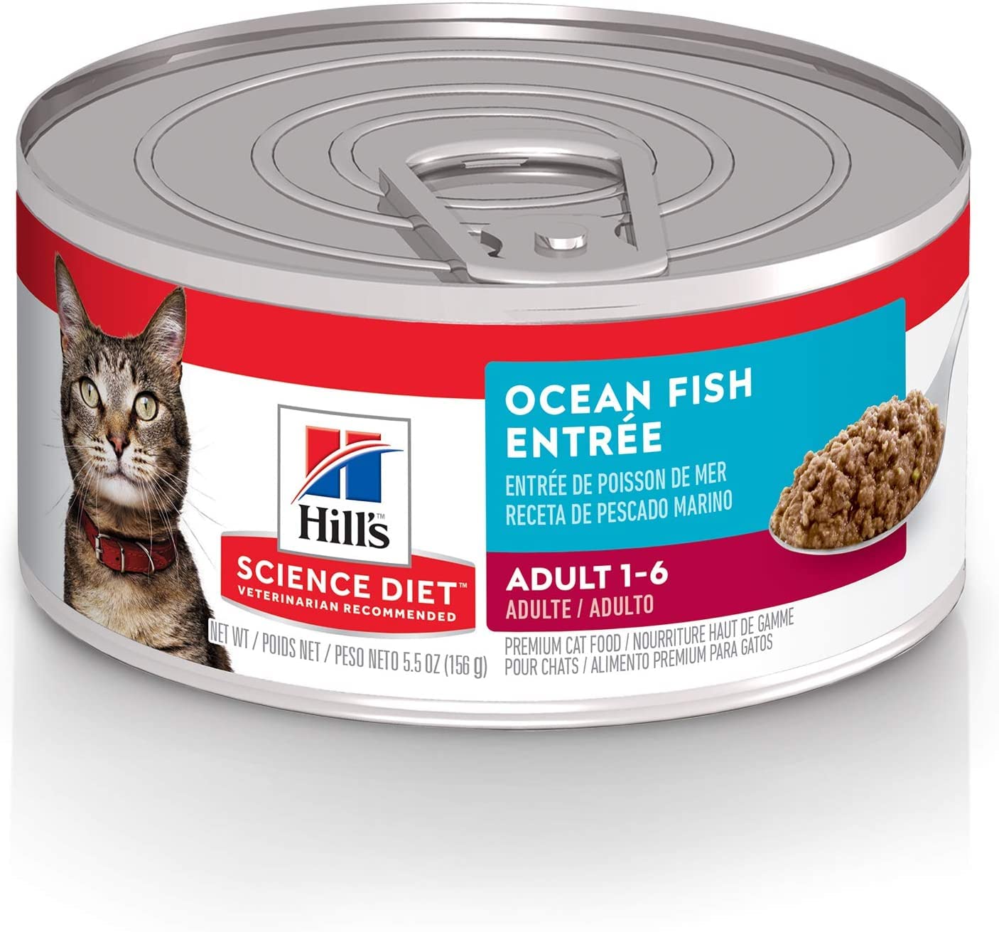 Hills Science Diet Adult 1-6, Adult 1-6 Premium Nutrition, Wet Cat Food, Ocean Fish Minced, 5.5 oz Can, Case of 24