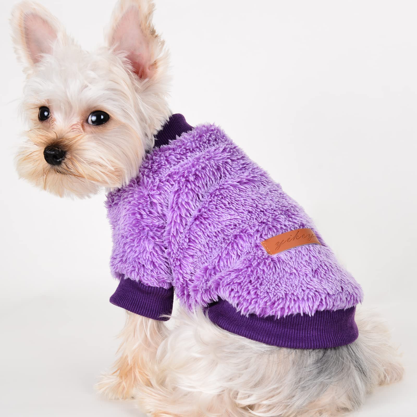 Fluffy Dog Sweater Winter Puppy Clothes For Small Dogs Girl Boy Chihuahua Yorkies Bulldog Pet Outfits Female Male Outfits Clothing Apparel,Medium,Purple