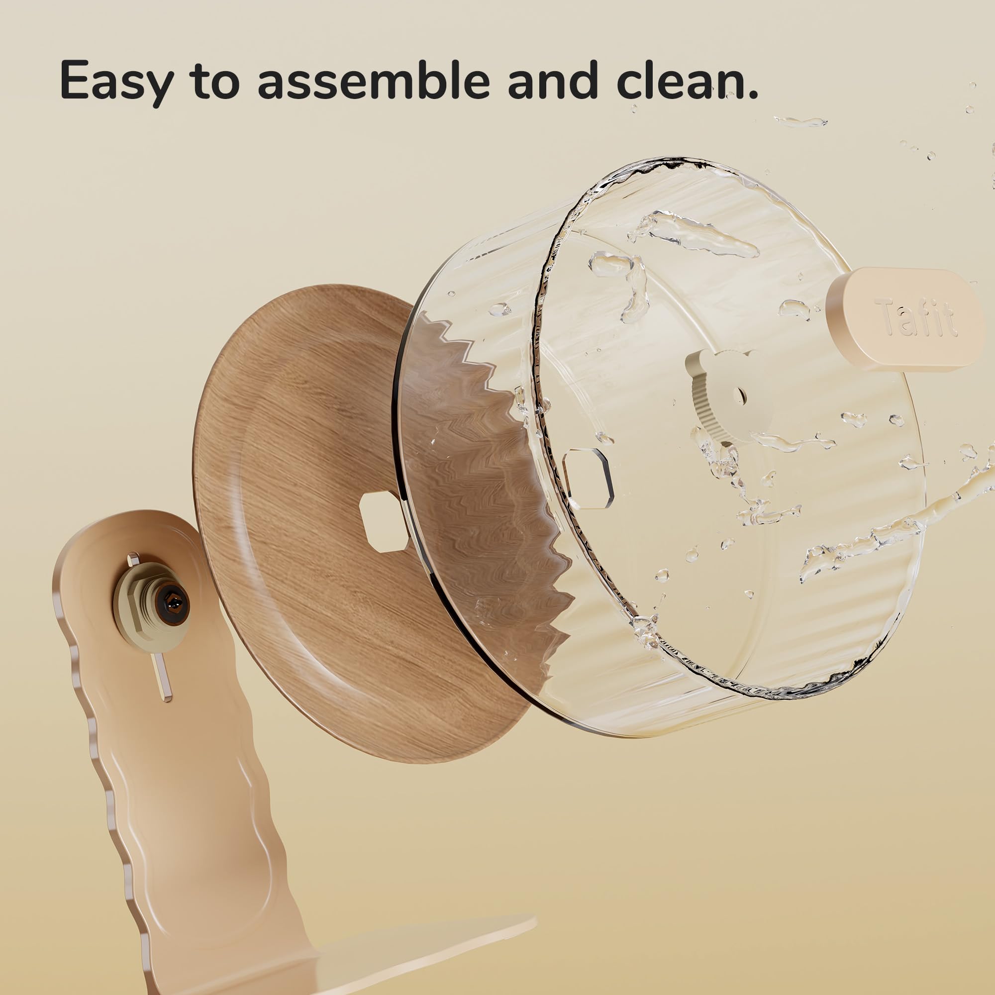 Tafit Silent Hamster Wheel 8.7 Inch Dual-Bearings Quiet Running Exercise Wheels With Wood Grain Backboard, Height Adjustable For