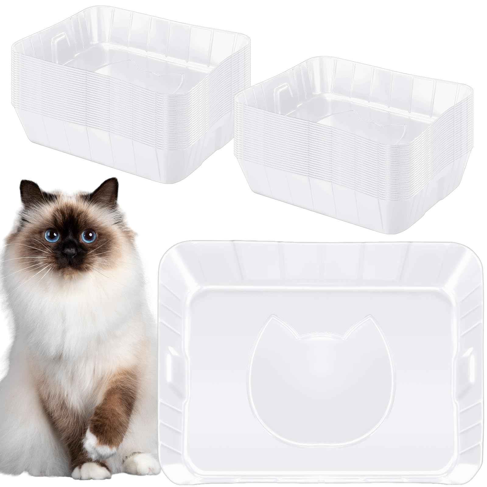 Bokon 50 Pieces Disposable Litter Boxes For Cats Small Kitty Litter Tray For Pets Plastic Litter Boxes For Indoor Cats Kitten Ha