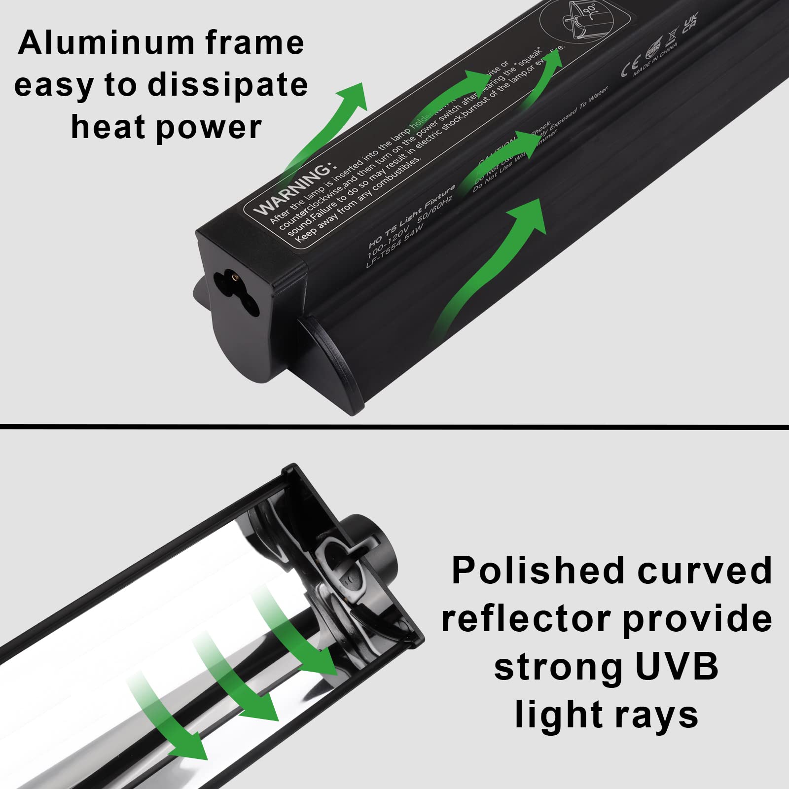 Aiicioo T5 UVB Reptile Light - Desert 10.0 UVA UVB Light Fixture & High Output UVA UVB T5 Bulb for Reptiles Chameleon Gecko Cham