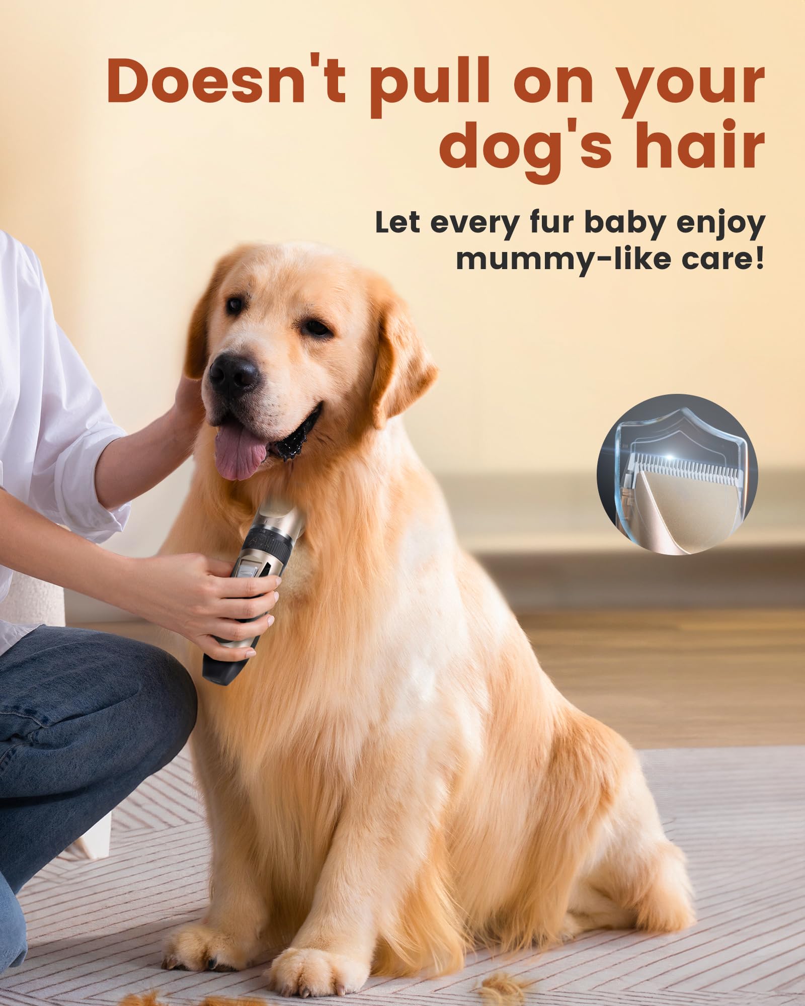 PAPMINI 2 in 1 Dog Grooming Kit, Low Noise Rechargeable Clippers & Paw Trimmer, Gold, for Small Dogs & Cats