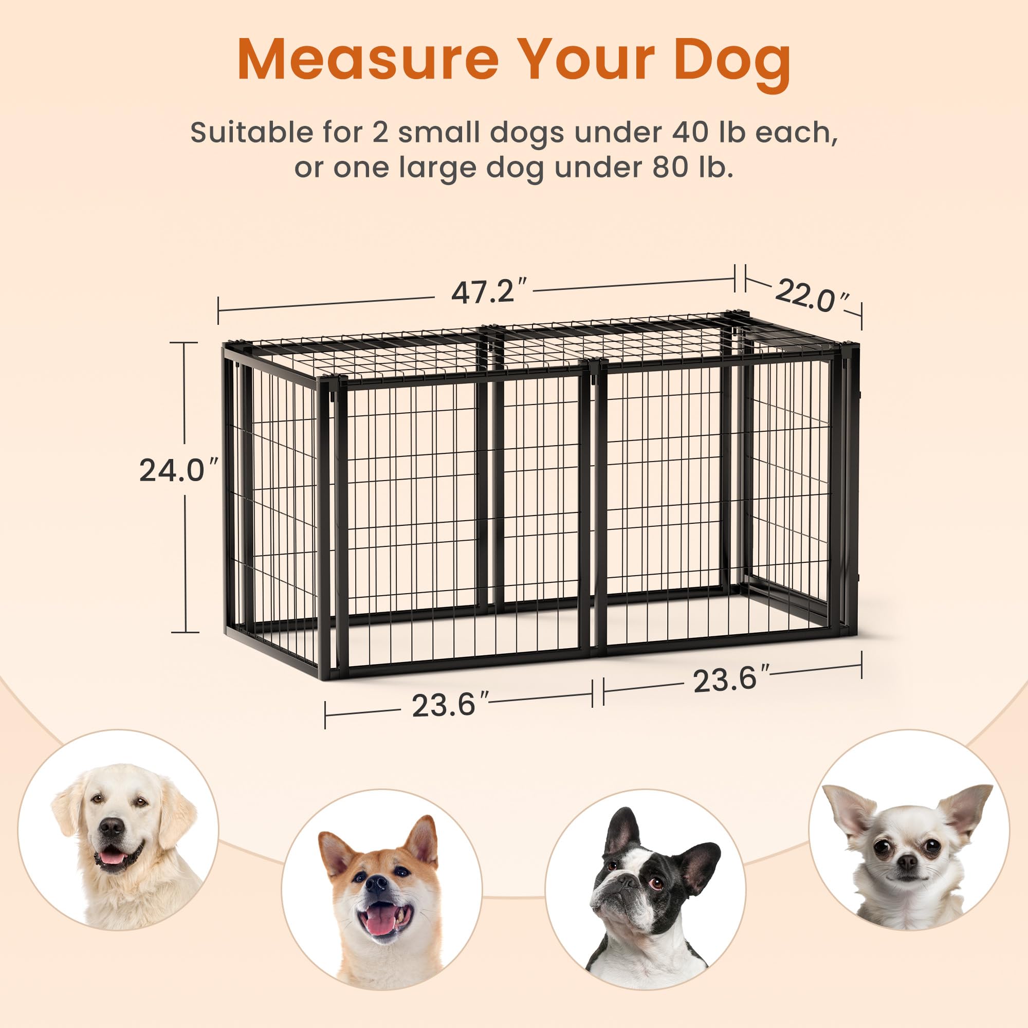 Heavy Duty Large Dog Crate, 47.2' Dog Kennel For Small Medium Dogs, Dog Cage, Dog Kennel, Puppy Dog Playpen With Top, Dog Crate
