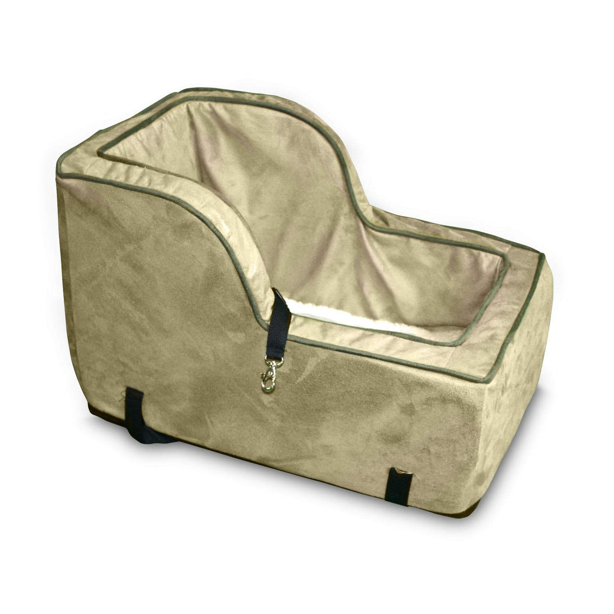 Snoozer Luxury High Back Console Pet Car Seat, Large - Camel With Olive Cording