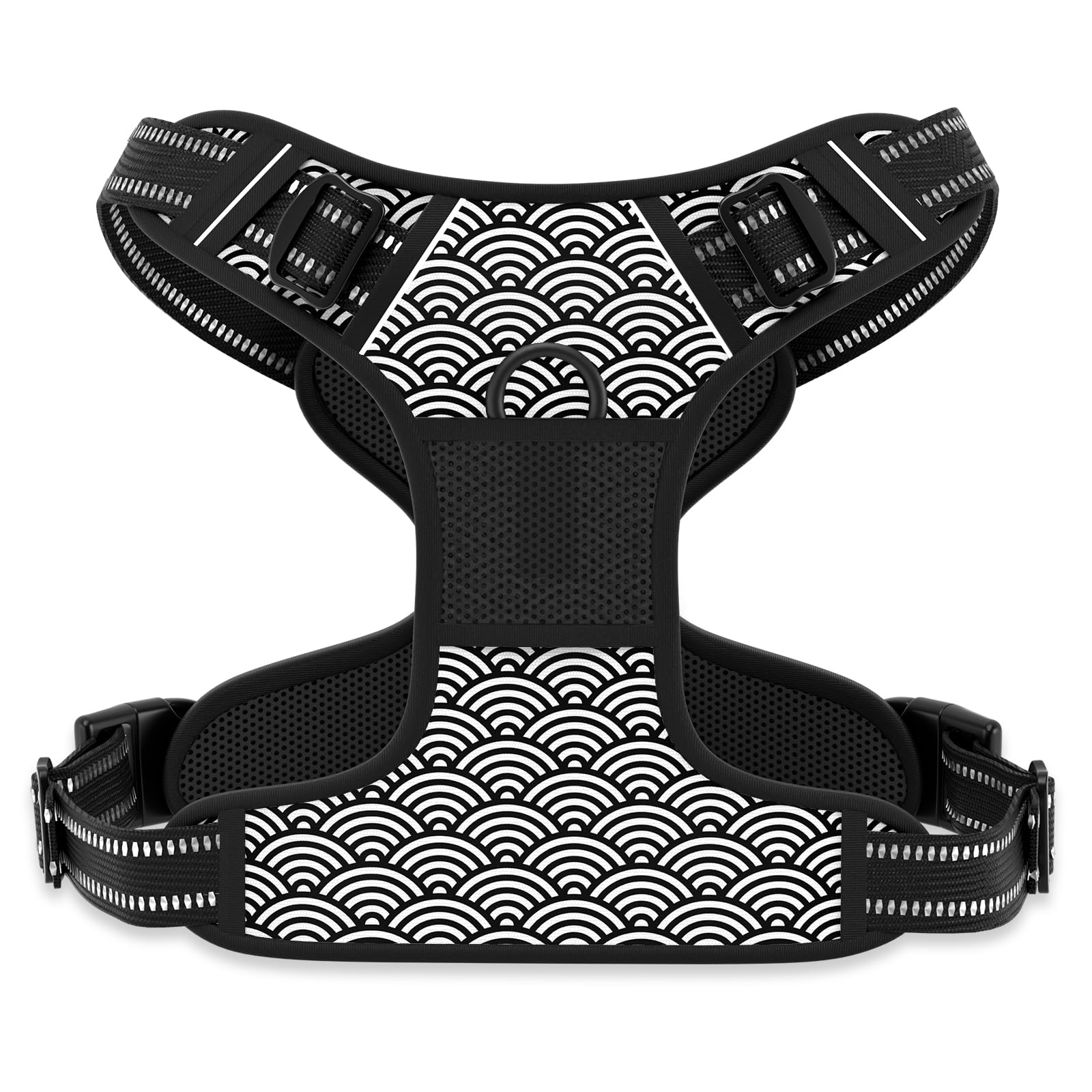 Rnivvi No Pull Dog Harness, Cute Wave Reflective Small Sized Puppy Kitten Harness, Adjustable Soft Padded Vest for Small Dogs, C