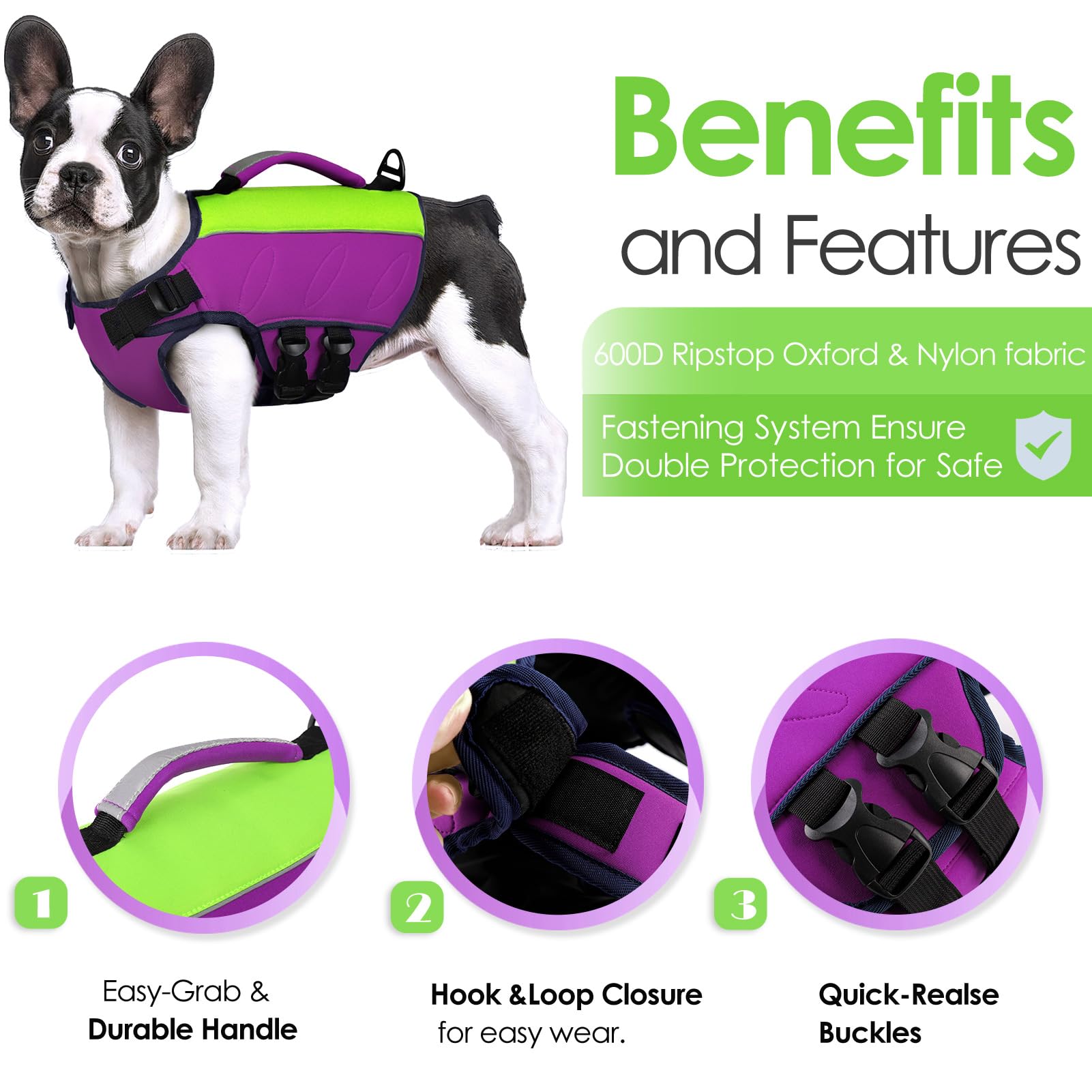 Aofitee Dog Life Jacket Small, Dog Life Vest For Swimming Boating, Ripstop Dogs Swimming Vest With Rescue Handle And Superior Bu