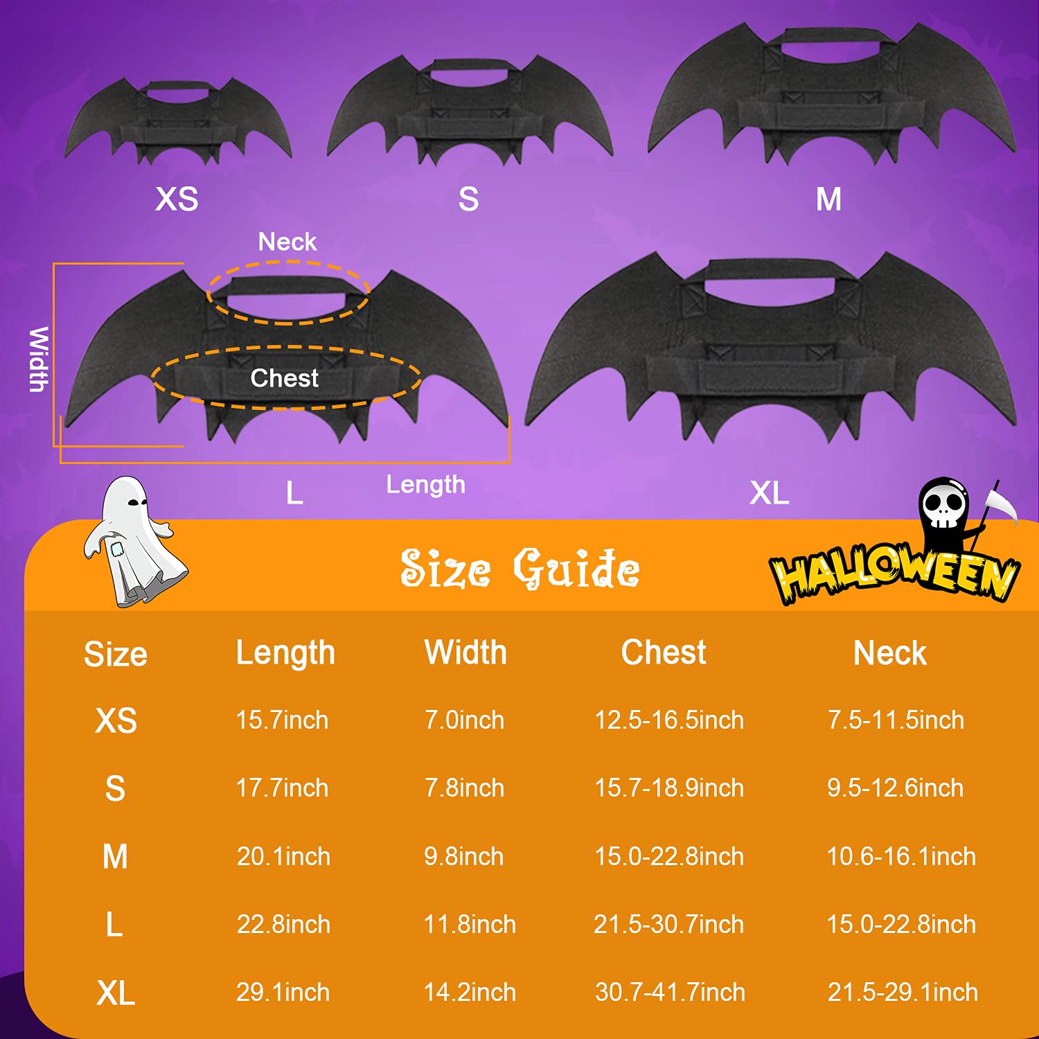 Rypet Dog Bat Costume - Halloween Pet Costume Bat Wings Cosplay Dog Costume Cat Costume For Party Xl