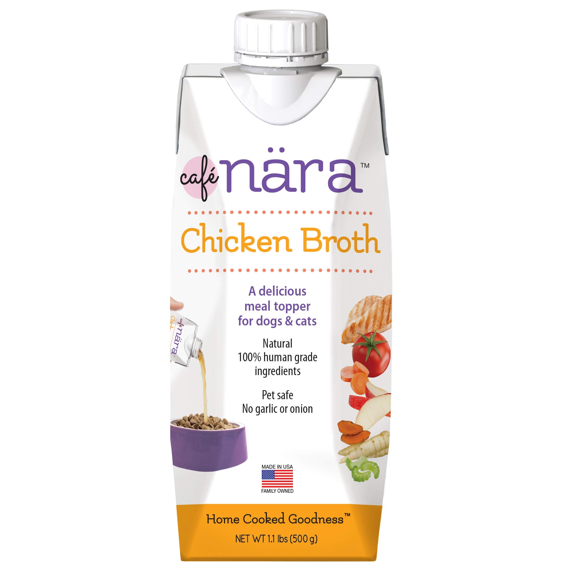 Cafe Nara - Chicken Broth - Meal Topper for Dogs & Cats - Supports Overall Pet Health - Pour-Over Broth for Wet/Dry Food - Human