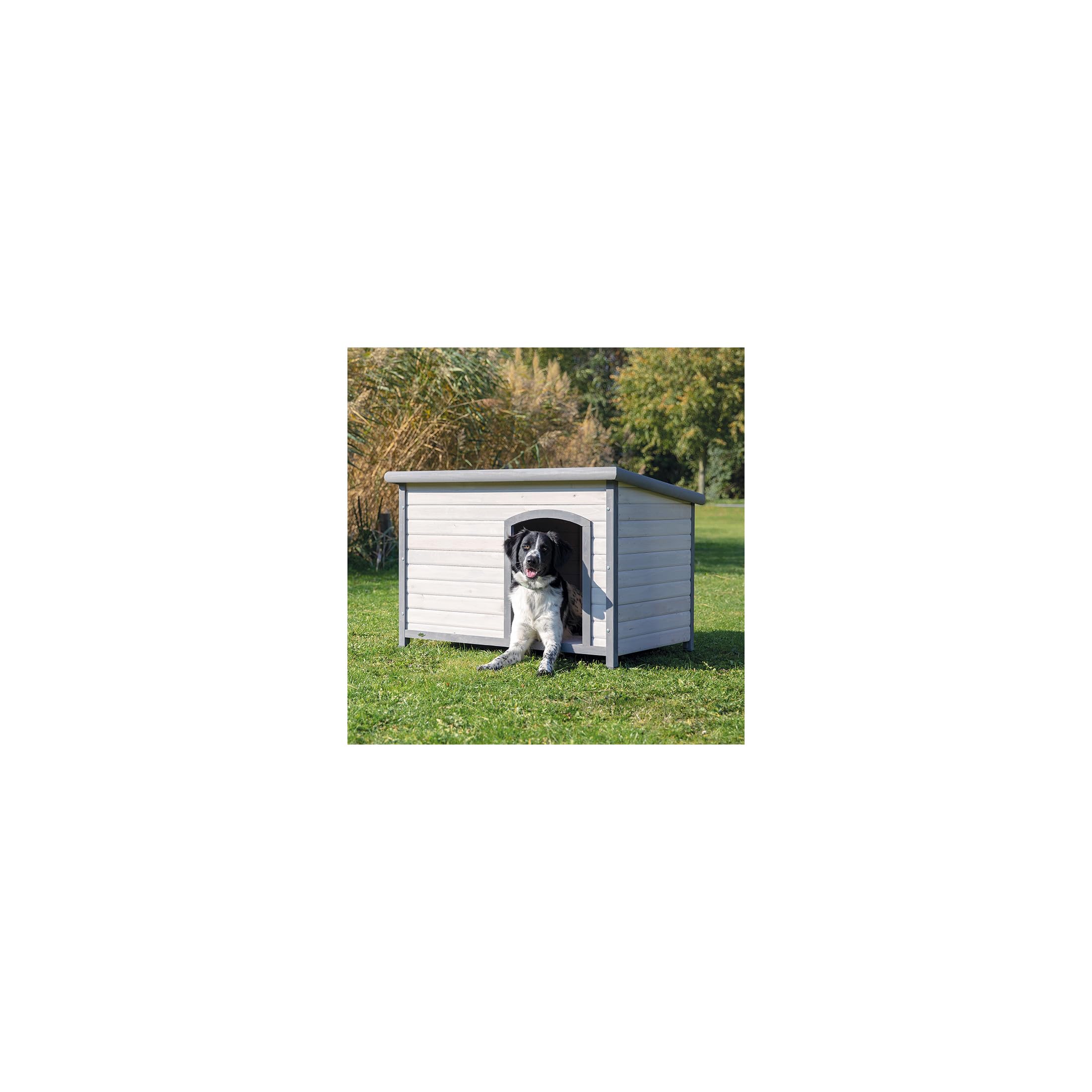 TRIXIE Natura Classic Dog House - Outside, Large, Weatherproof Sealer & Hinged Roof, Adjustable Legs