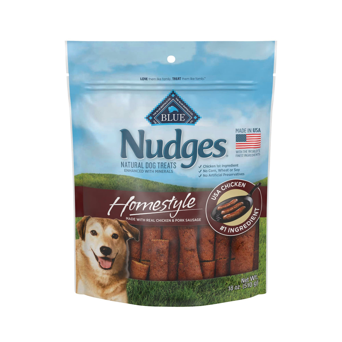 Blue Buffalo Nudges Homestyle Natural Dog Treats Chicken And Pork Bag