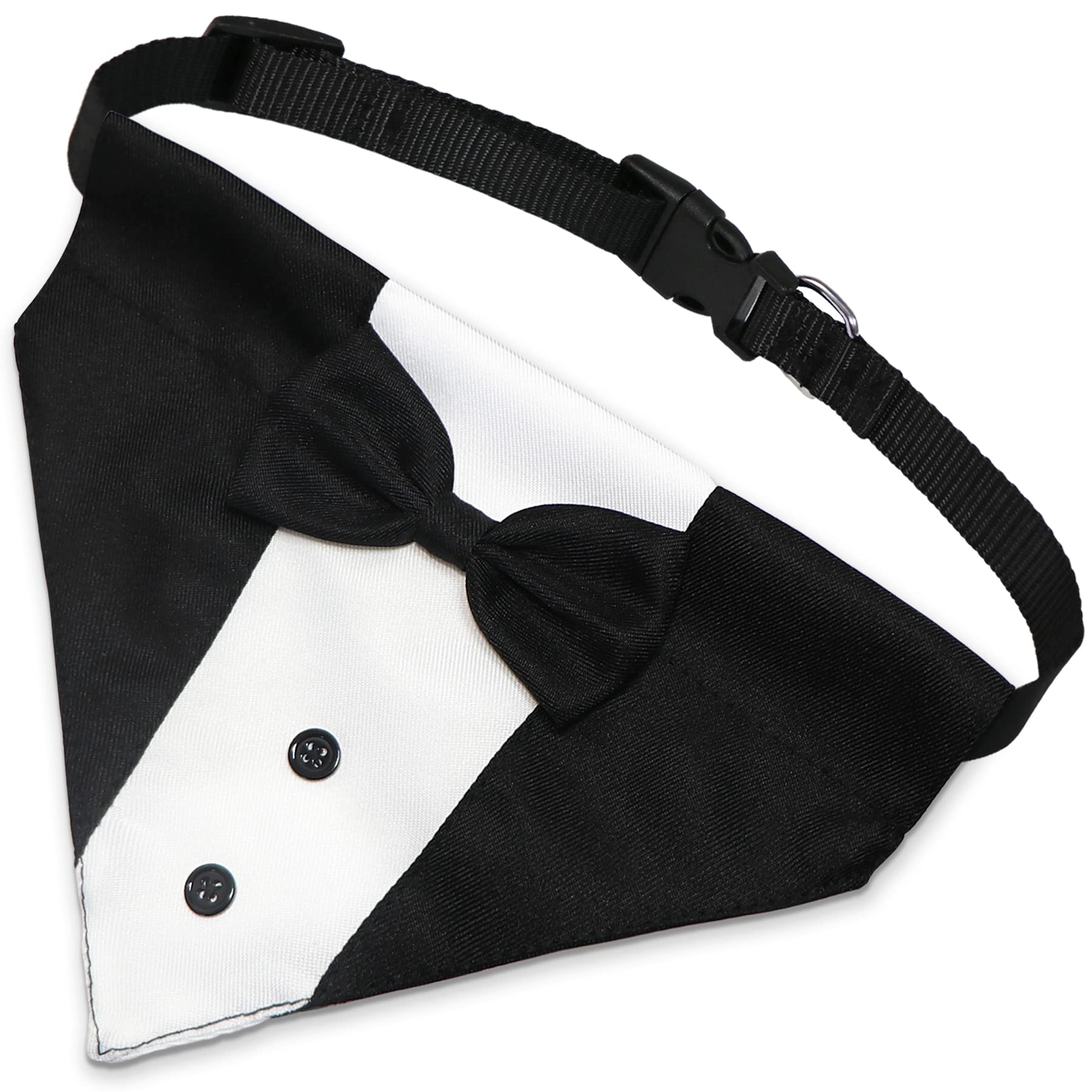 Goyoswa Dog Tuxedo Suit Wedding Bandana Collar With Bow Tie, Adjustable Formal Dog Tux, Engagement Birthday Tuxedo For Small Med