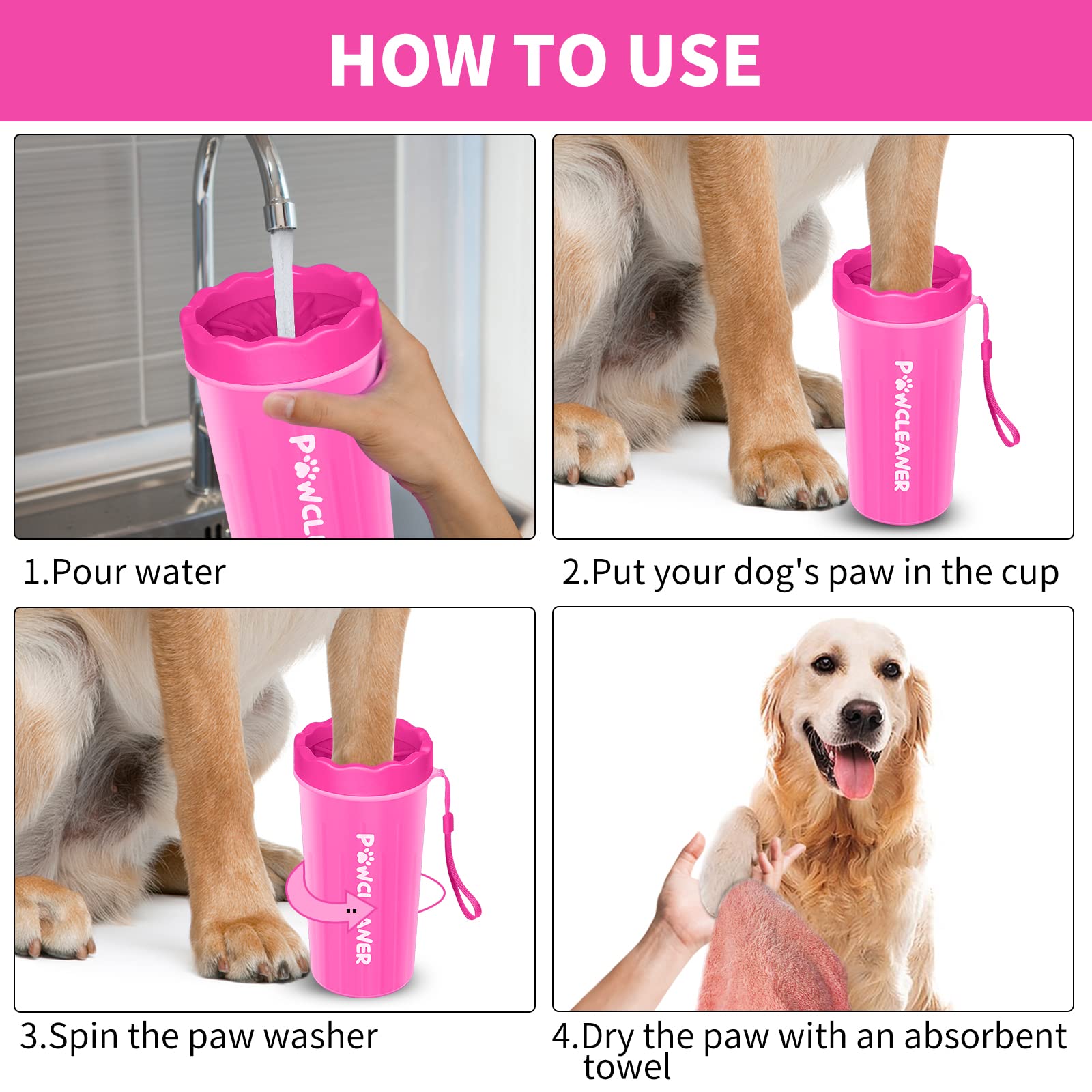 Dog Paw Cleaner Big Pink