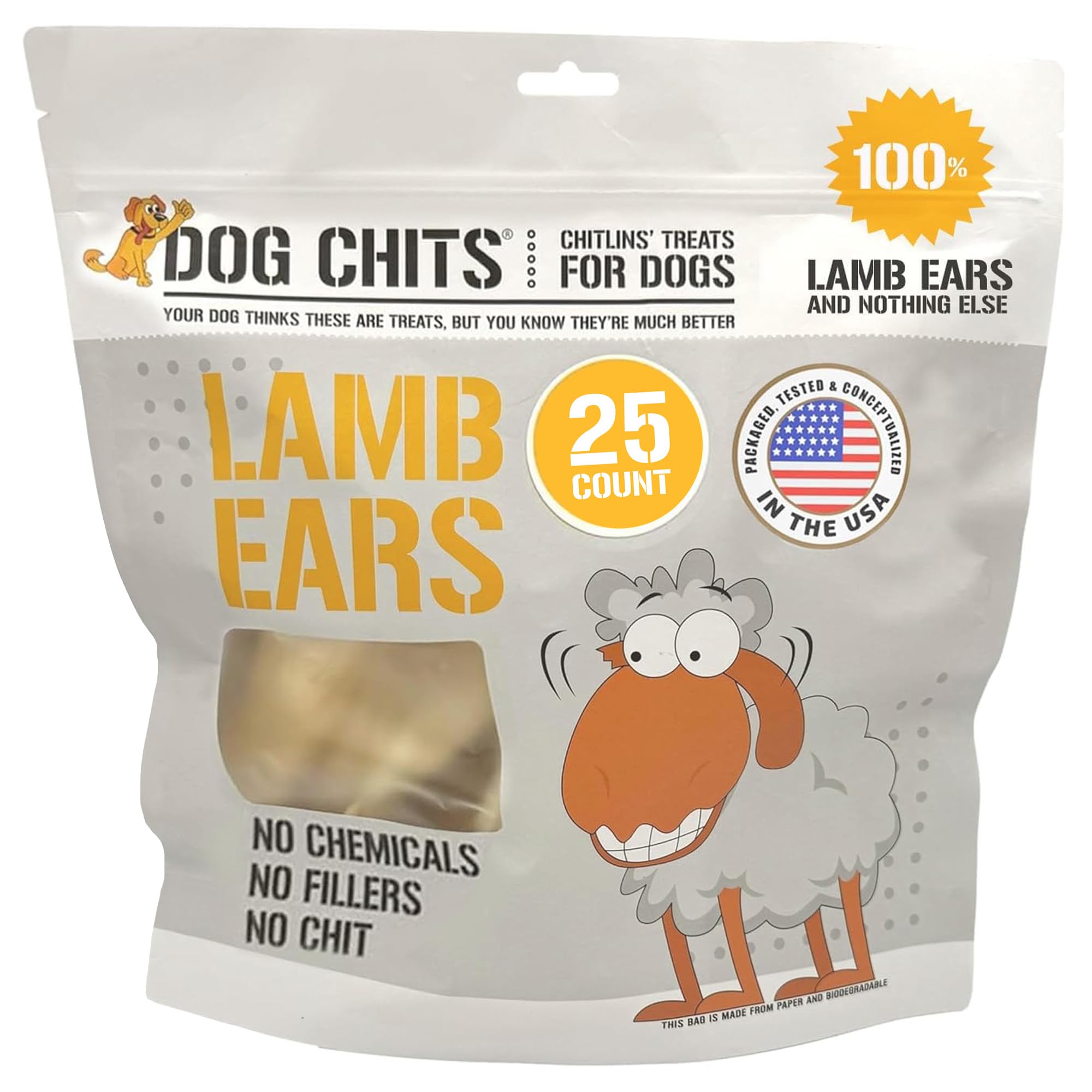 Dog Chits Lamb Ears Dog and Puppy Treats - All Natural Grain and Chemical Free Training Chews - High Protein and Low Fat - Suppo