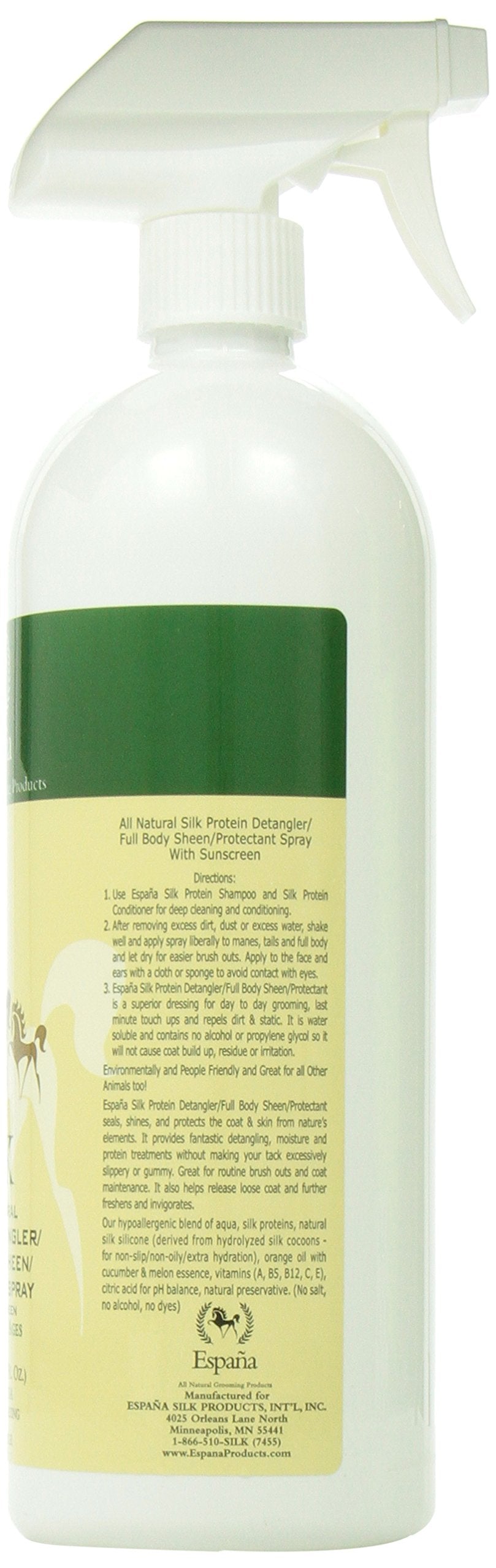 Espana Silk Esp1120E Specially Formulated Silk Protein Detangler For Horses, 33.82-Ounce