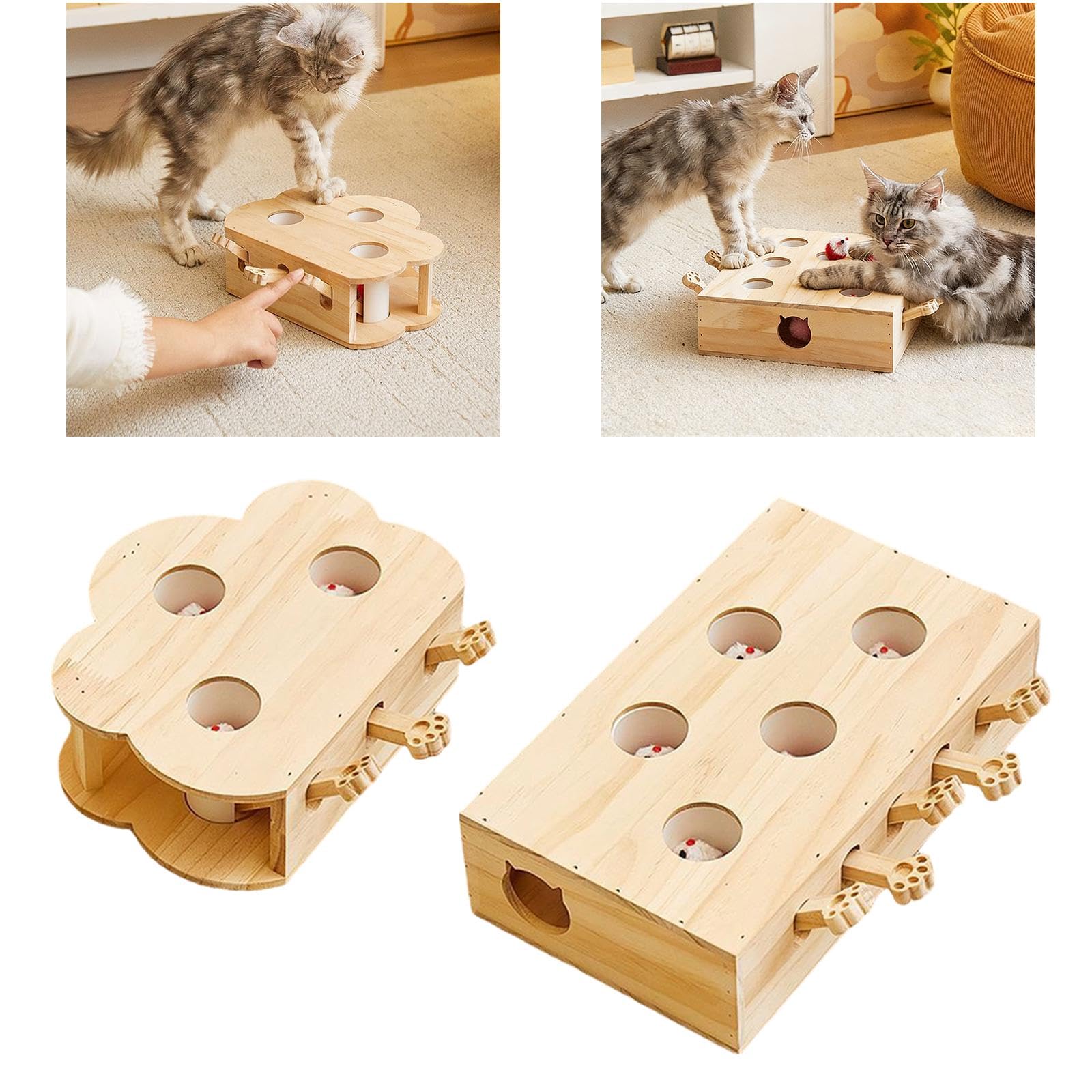 Myaddiction Whack A Mole Cat Toy Gifts Catching Mice Game Engaging Kitty Pet Interactive 3 Hole