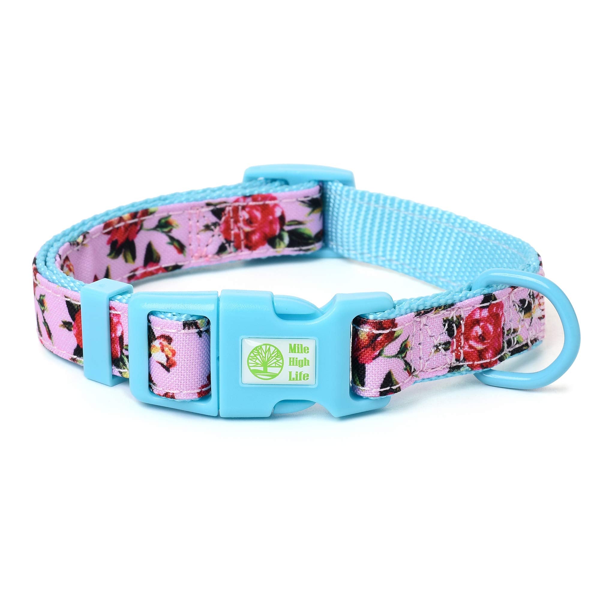 Mile High Life | Girl Dog Collars | Cute Dog Collar Lightweight | Soft Poly Cotton Fabric Collars For Small Dogs | Flower & Frui
