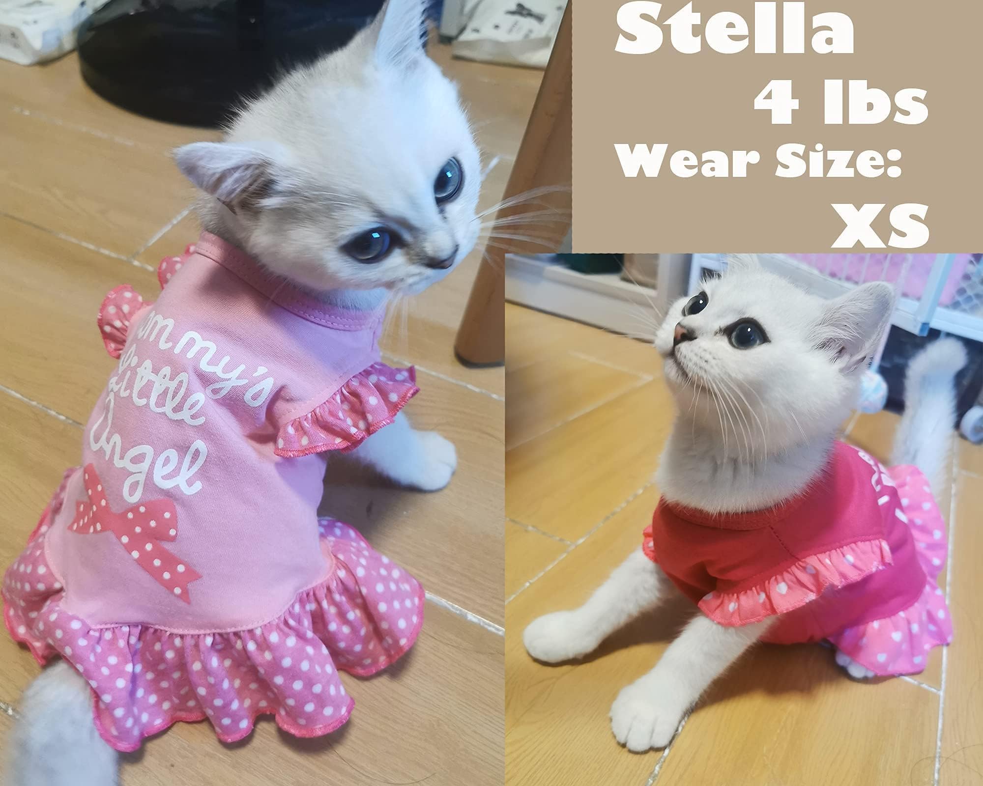 Xpudac 4 Pieces Pet Dog Dress Shirt Puppy Skirt Cute Doggie Dress Dog Summer Clothes Dog Apparel For Small Dogs And Cats (Pink Angel, X-Small(2-3.5 Lbs))