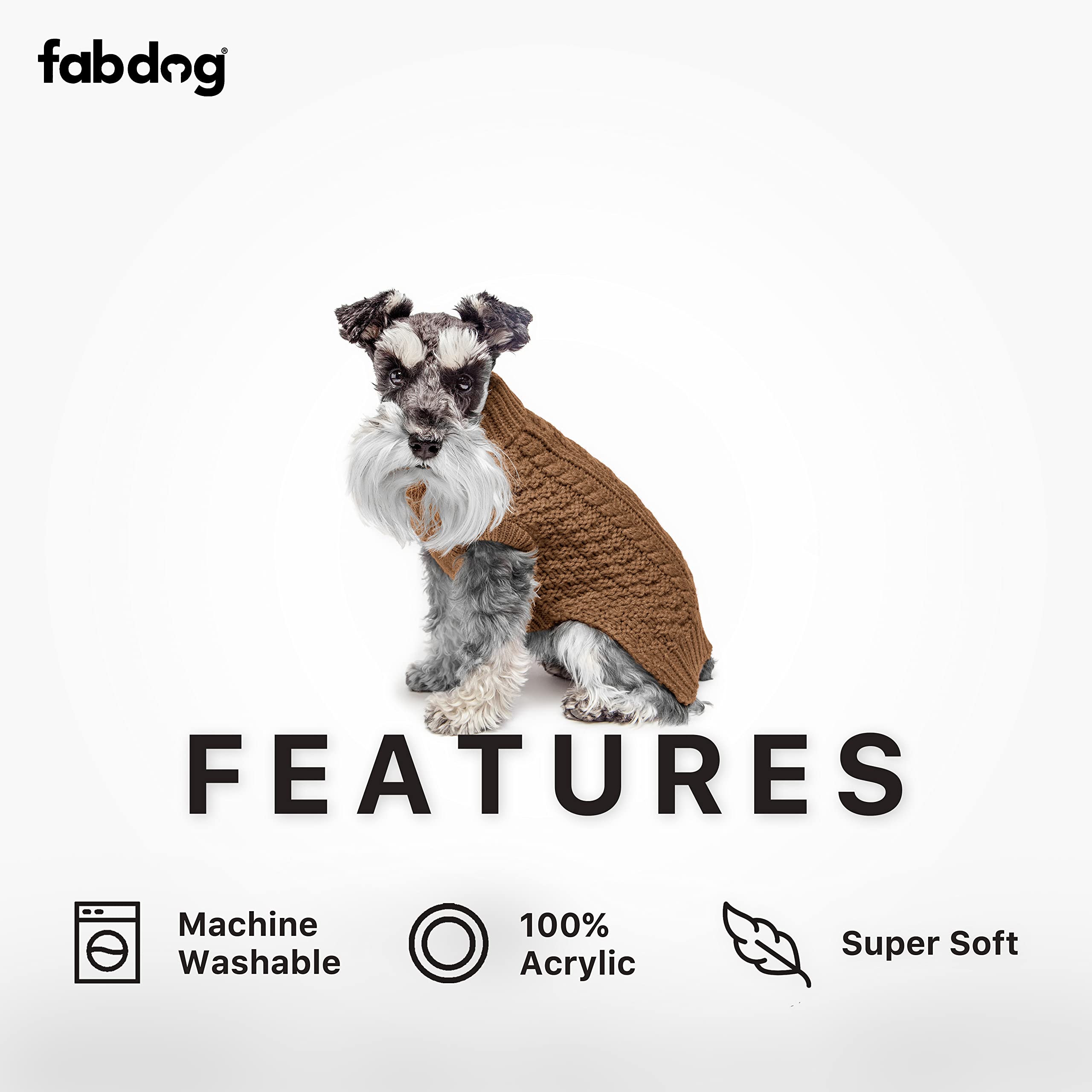 Fabdog Dog Sweater - Cute Chunky Knit Turtle Neck Designs For All Dogs - Durable & Soft Pet Clothes - Ideal Gift | Fits Neck Sizes 8' | Olive